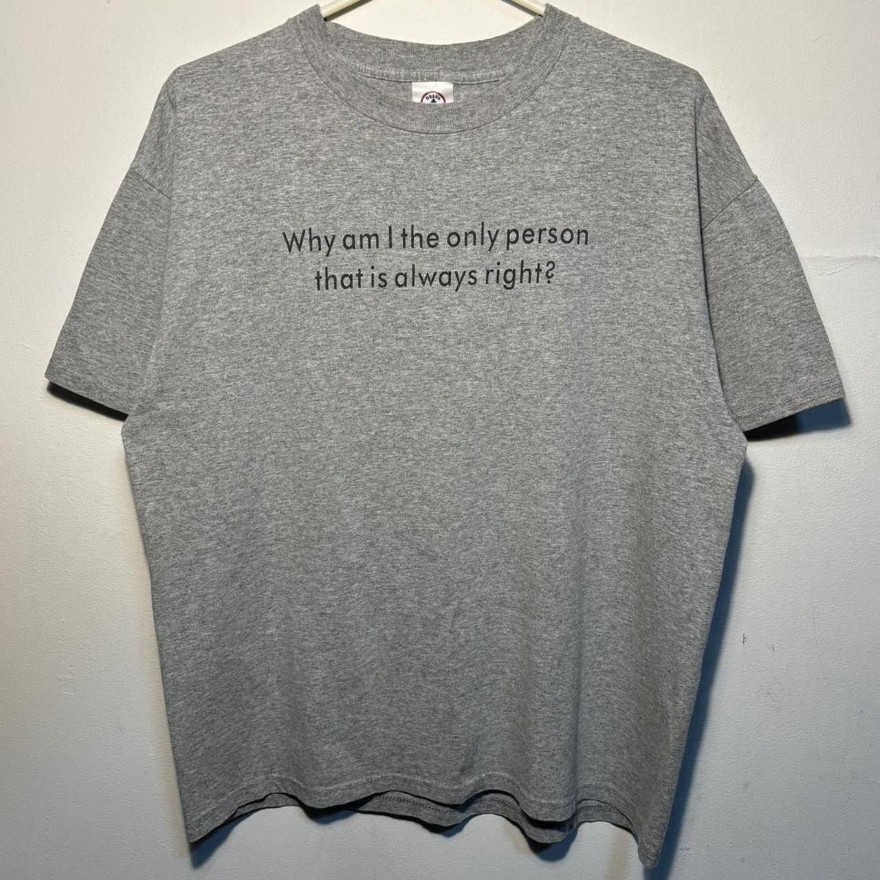 Delta Early 2000s Heather Grey Funny Slogan T-Shirt. Size US L / EU 52-54 / 3 - 1 Thumbnail