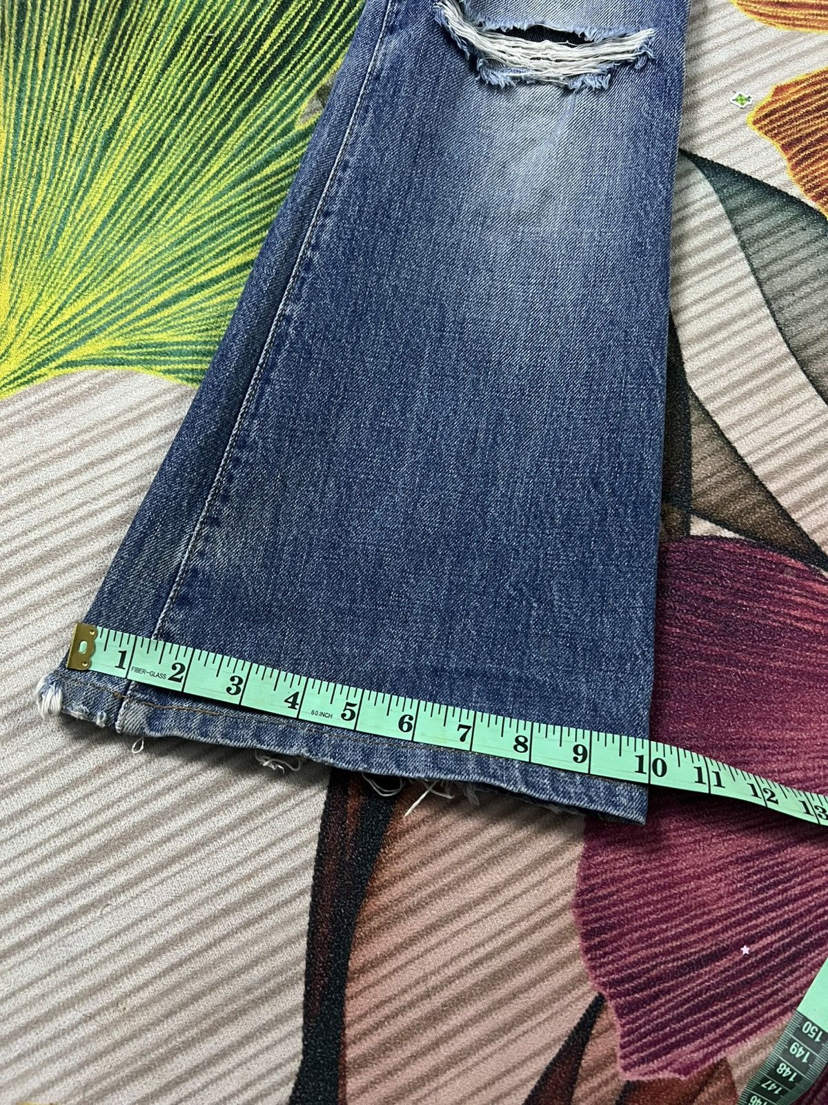 Japanese Brand 💥Flare💥Vintage Big John Bush Pants Bell Bottom Distress Jean Size US 29 - 6 Thumbnail