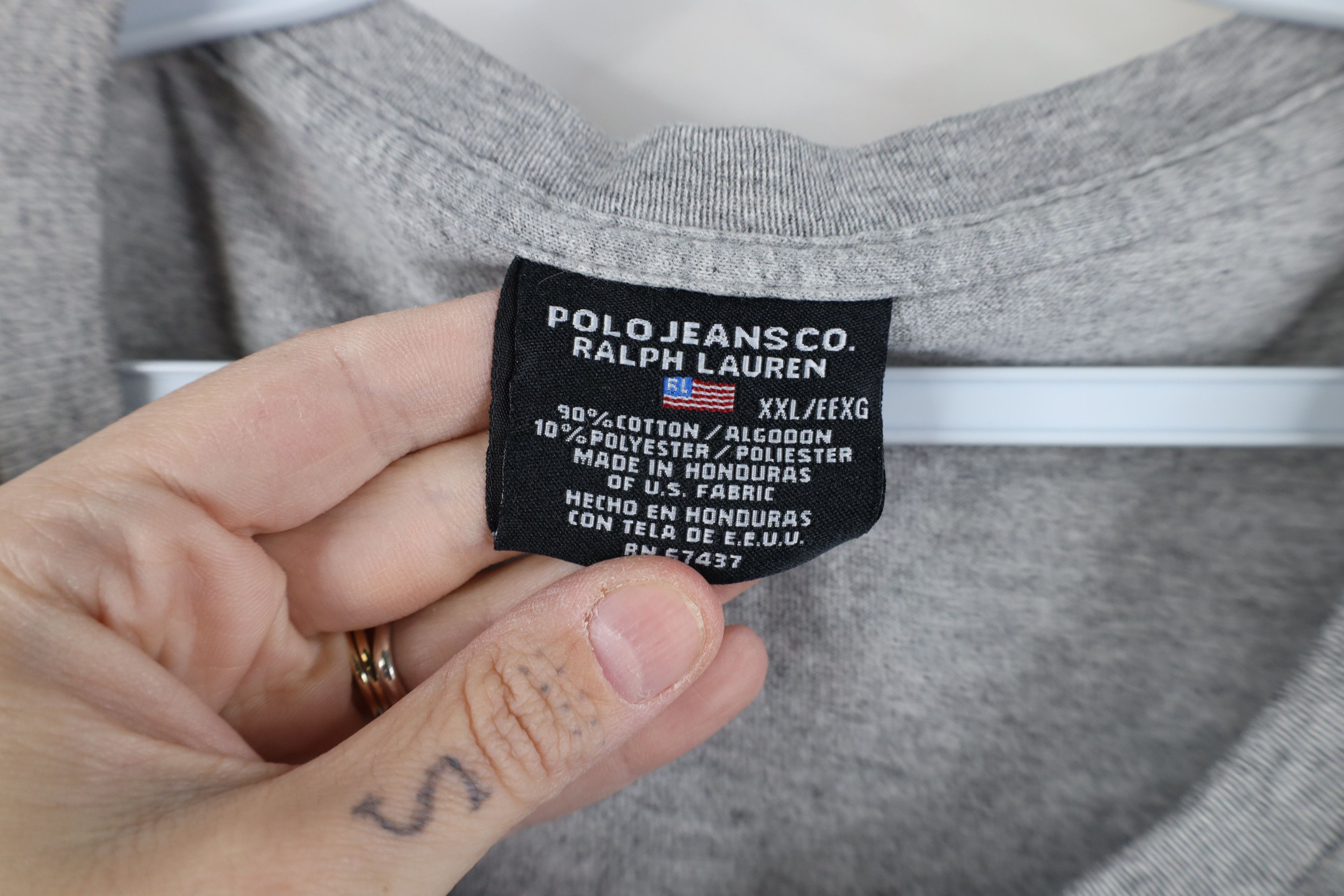 Ralph Lauren Vintage 90s Ralph Lauren Spell Out T-Shirt Heather Gray Size US XXL / EU 58 / 5 - 9 Thumbnail