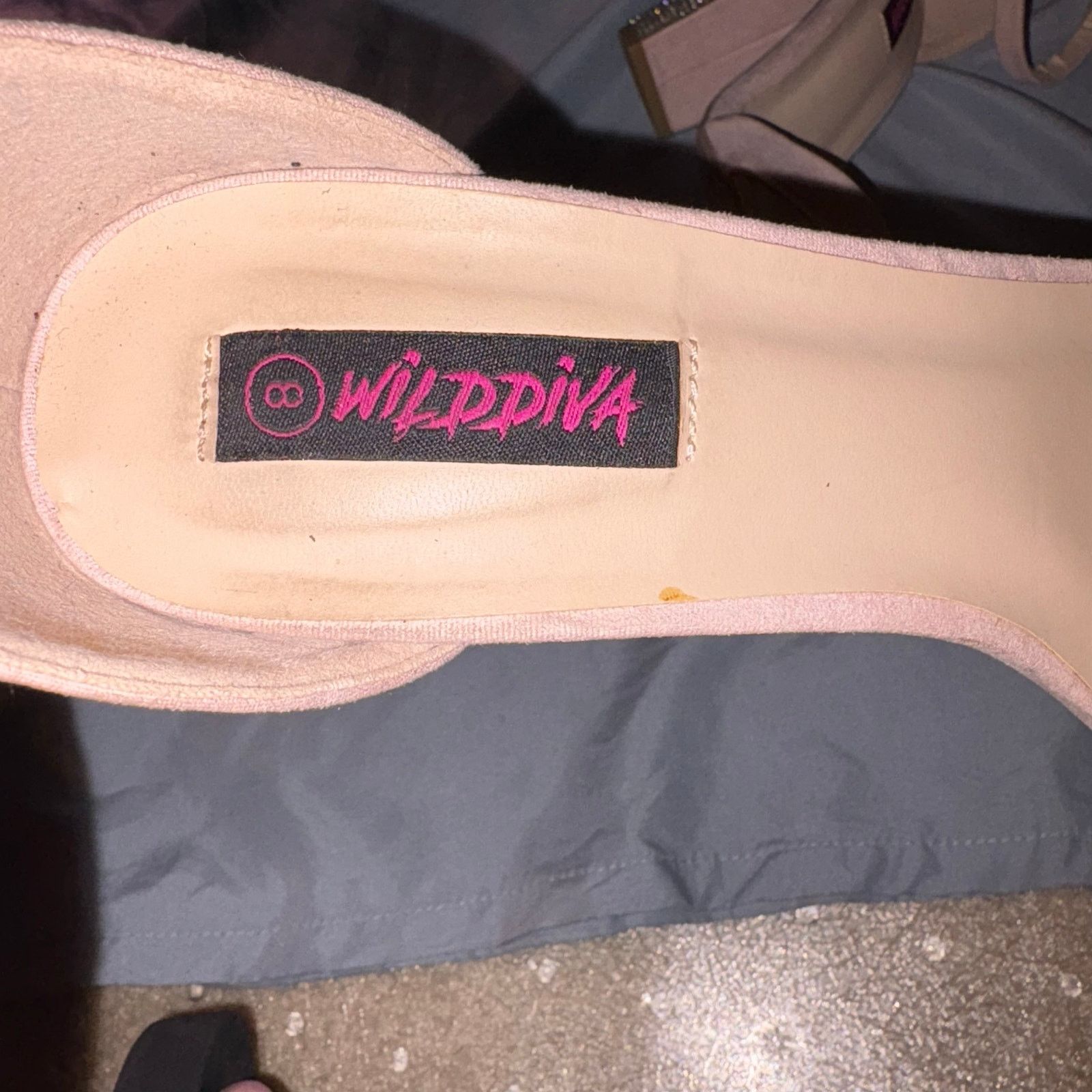 Other Wild Diva Pink Faux Suede Block Heel Sandals w/ Rhinestones Size US 8 / IT 38 - 8 Thumbnail