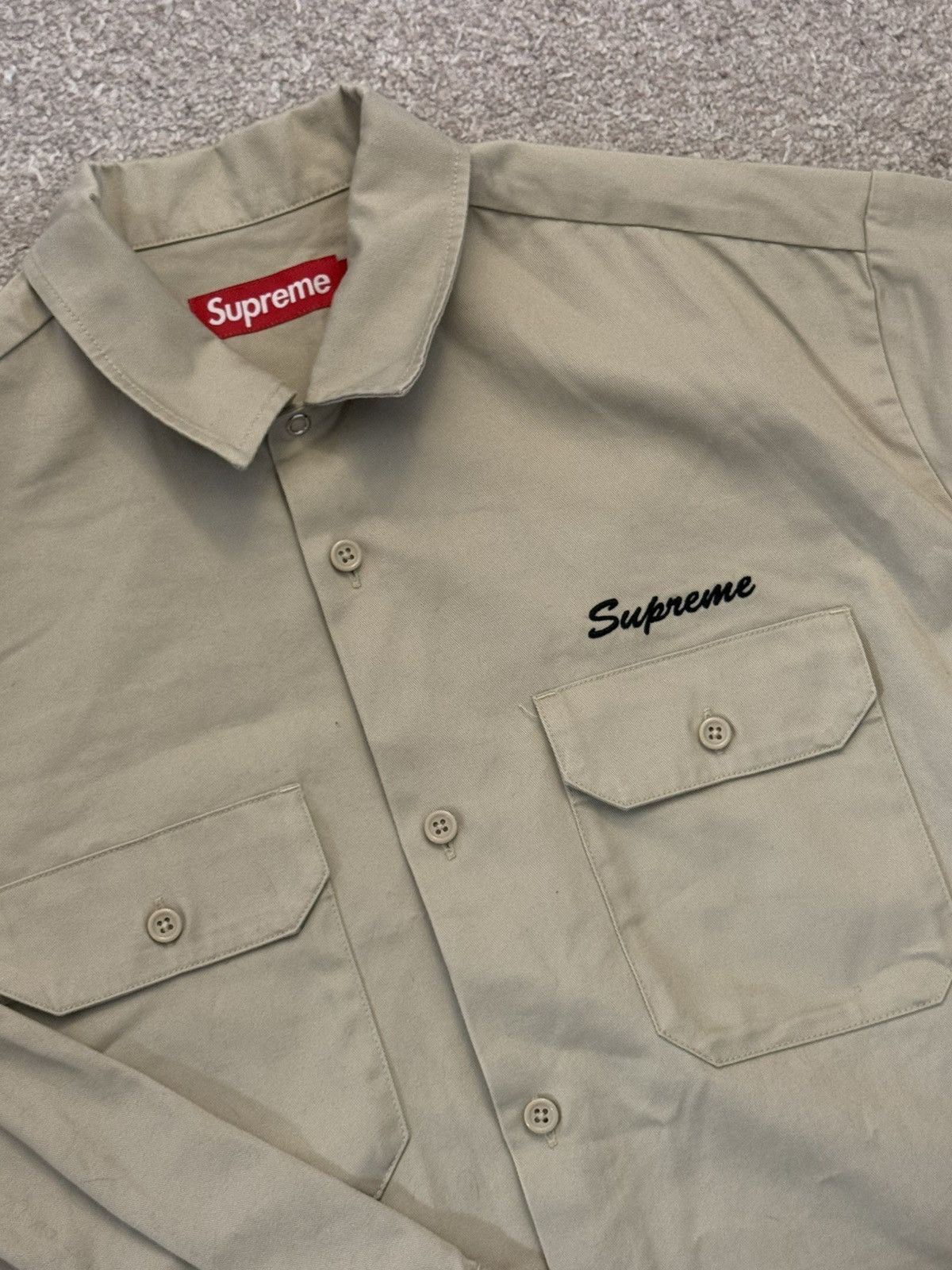 Supreme Supreme Our Lady God Bless Work Shirt (Beige) Size US M / EU 48-50 / 2 - 5 Thumbnail