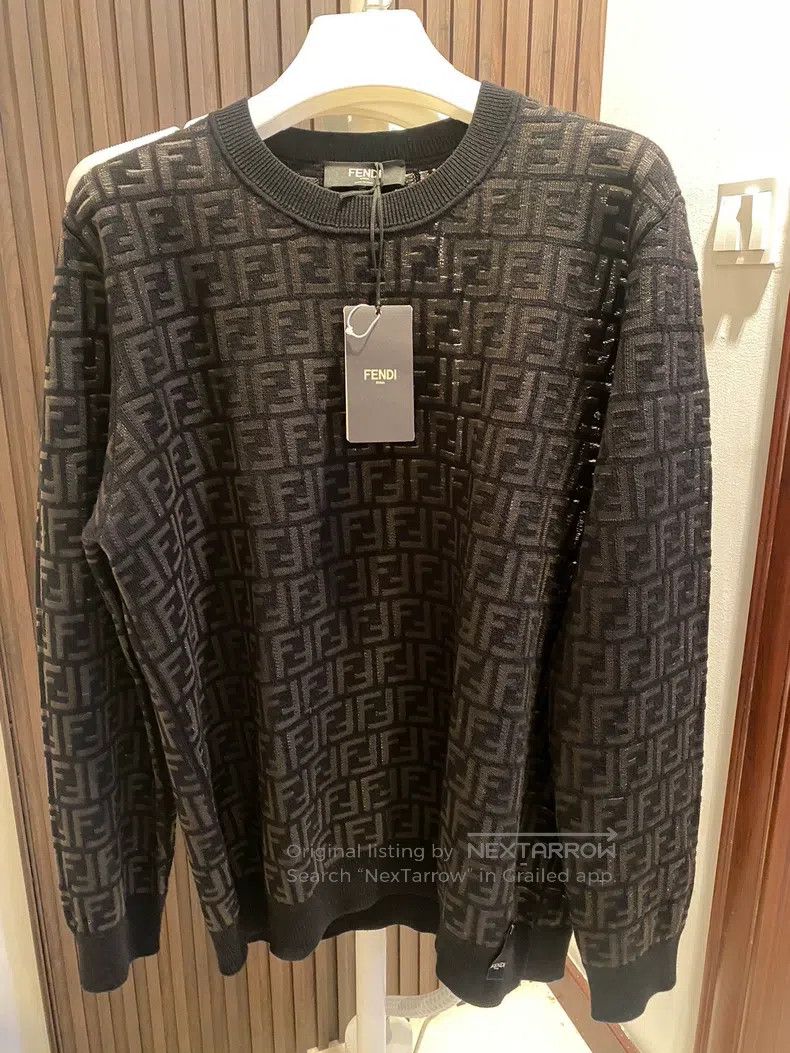 Fendi FF pattern round-neck cashmere sweater