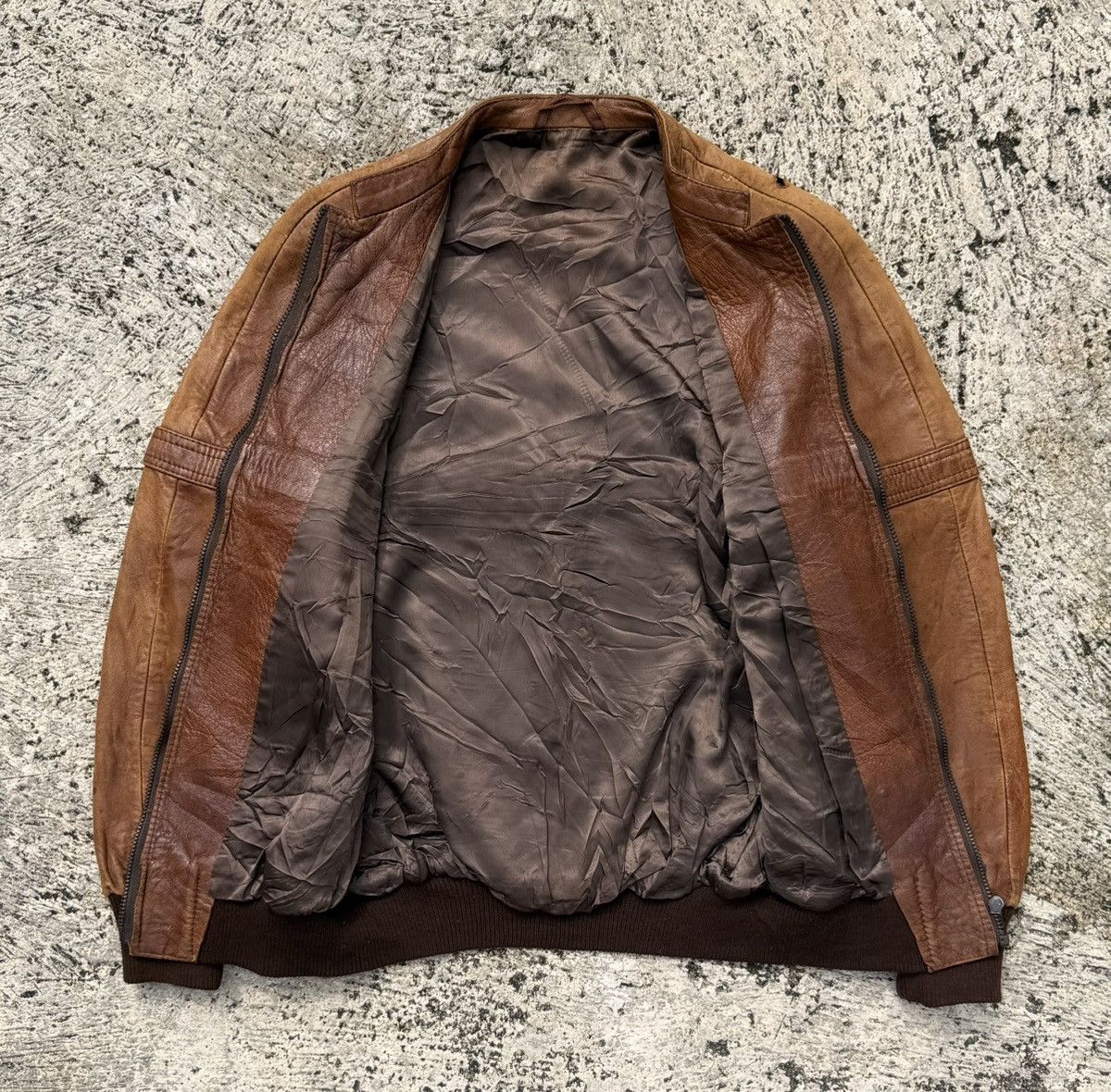 Vintage 🔥Vintage Real Leather Jacket Brown Distressed Bomber Rare Size US M / EU 48-50 / 2 - 12 Thumbnail