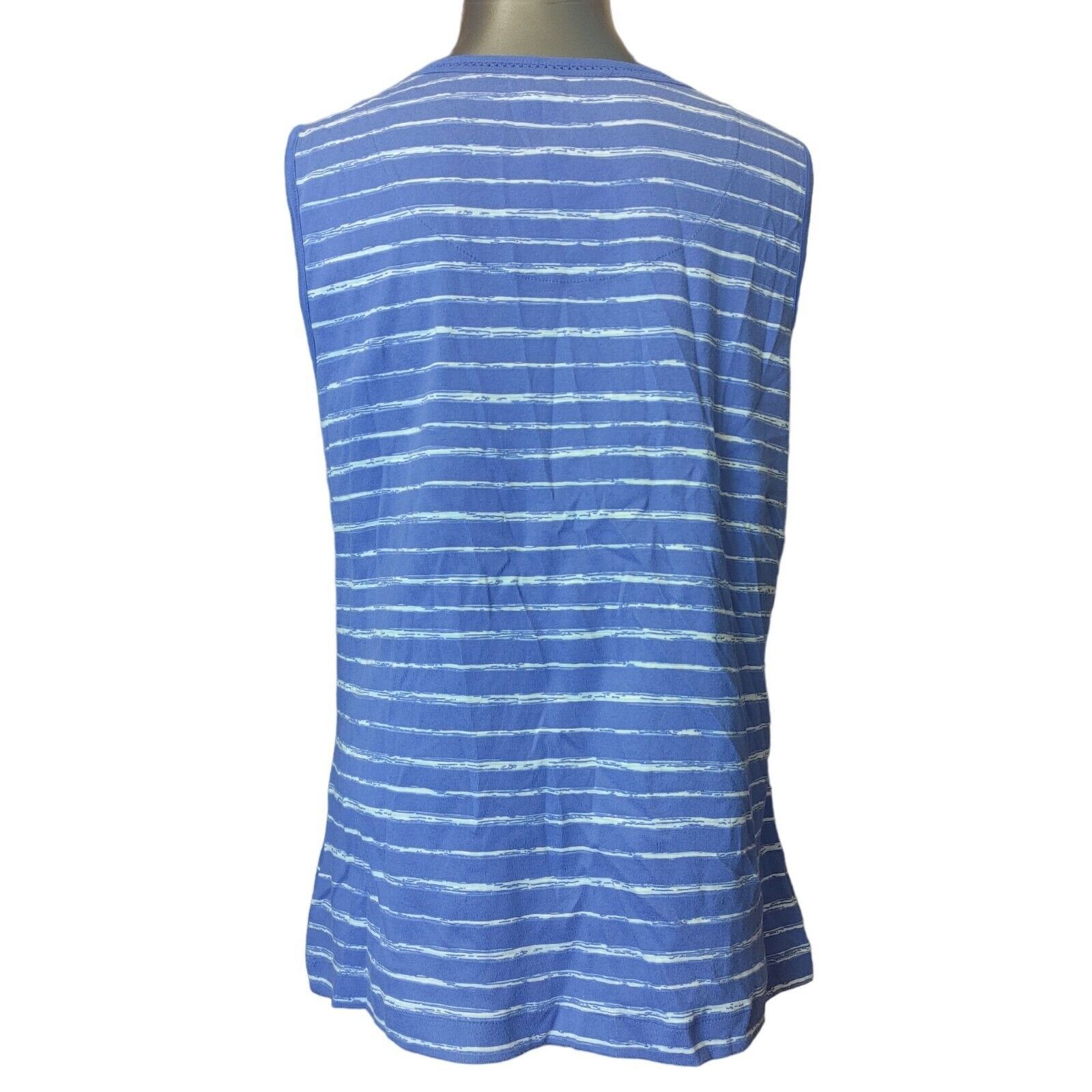 Other WHITE STAG Womens L Blue Stripe Sleeveless Crewneck Top Size L / US 10 / IT 46 - 2 Thumbnail