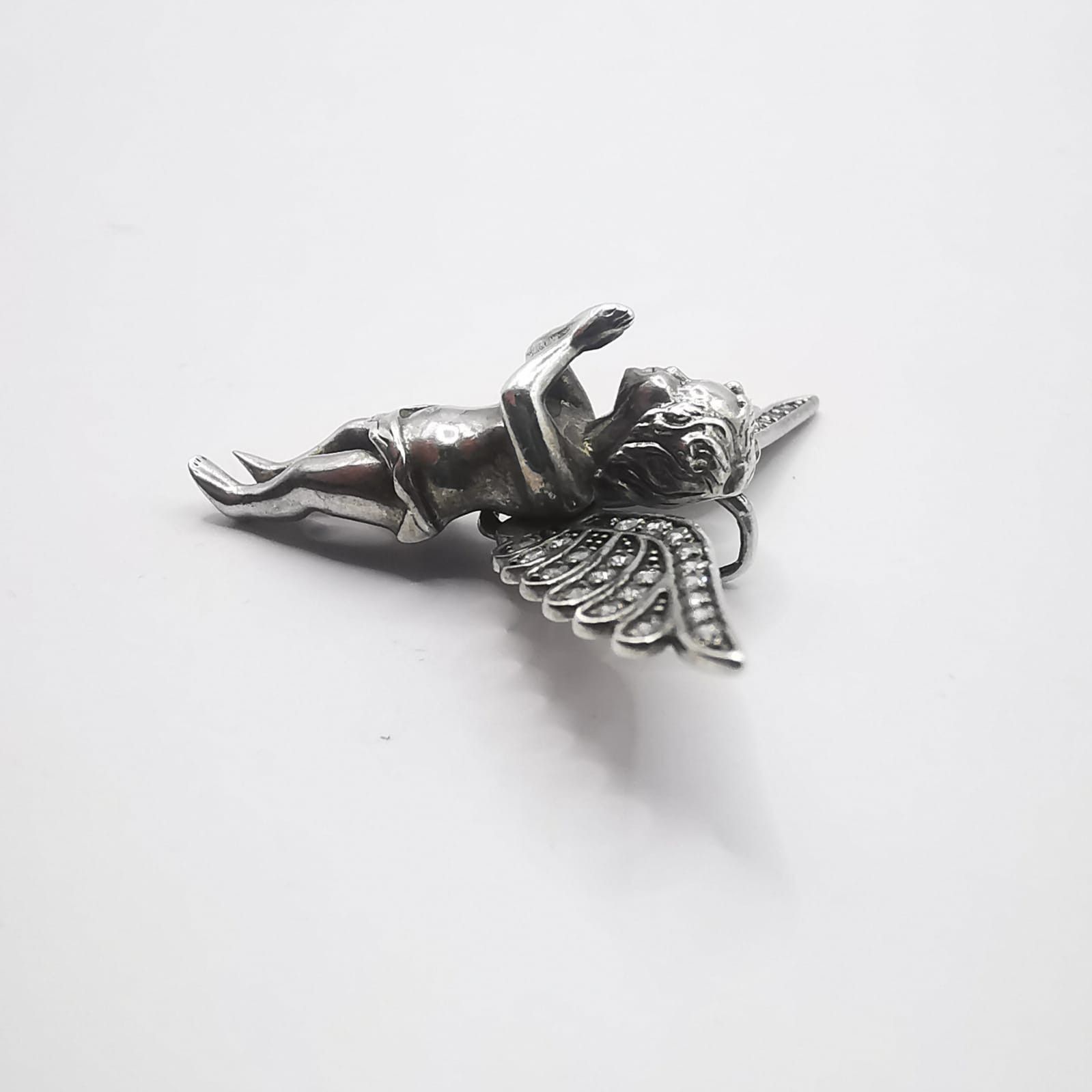 Sterling Silver Vintage Angel Pendant 925 Sterling Silver,Jewelry,Zirconium Size ONE SIZE - 8 Thumbnail