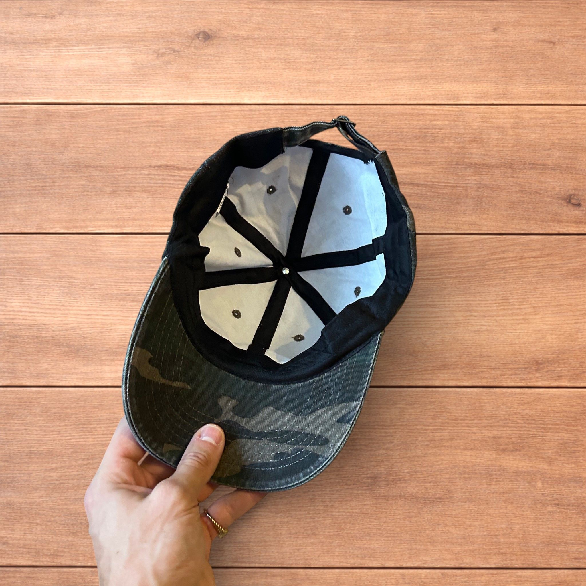Japanese Brand Vintage style Camo military cap hat in khaki green. Size ONE SIZE - 6 Thumbnail