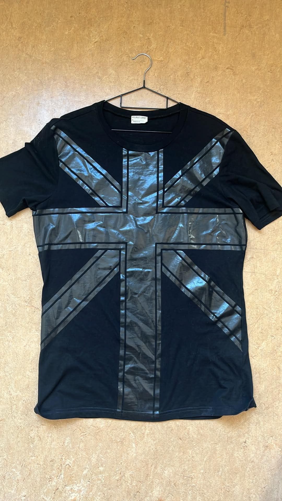 Helmut Lang A/W 97 Union Jack 'Backstage' Print T Shirt | Grailed