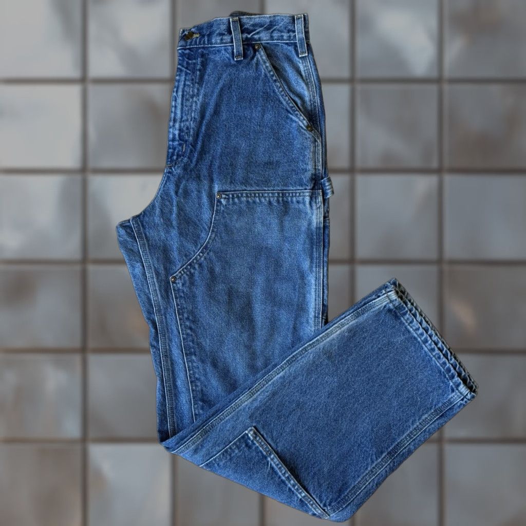 Carhartt VINTAGE Carhartt Double Knee Pants Blue Denim 31 Carhartt B17 Straight Leg Heavy Workwear 90s Mens Casual Workwear Pants Size US 31 - 1 Thumbnail