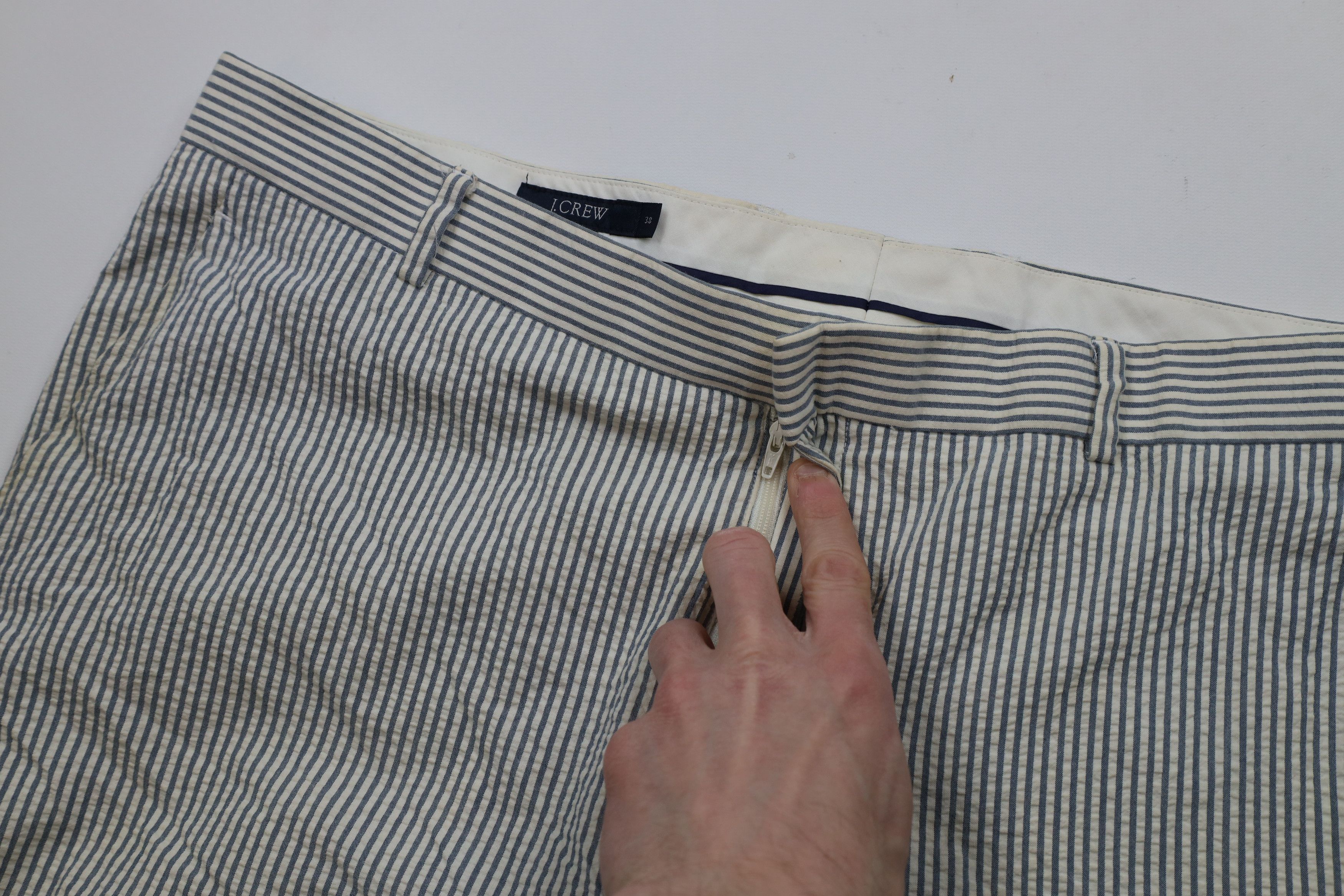 J.Crew × Vintage Vintage 90s J Crew Seersucker Wide Leg Chino Pants Size US 38 / EU 54 - 10 Thumbnail