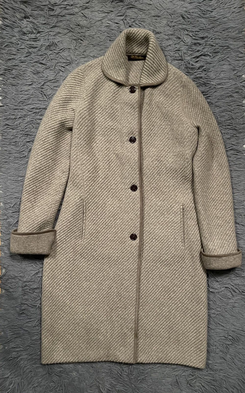 image of Cashmere Wool x Loro Piana 100% Cashmere One Layer Luxury Coat Jacket in Grey Beige, Women's (Size 