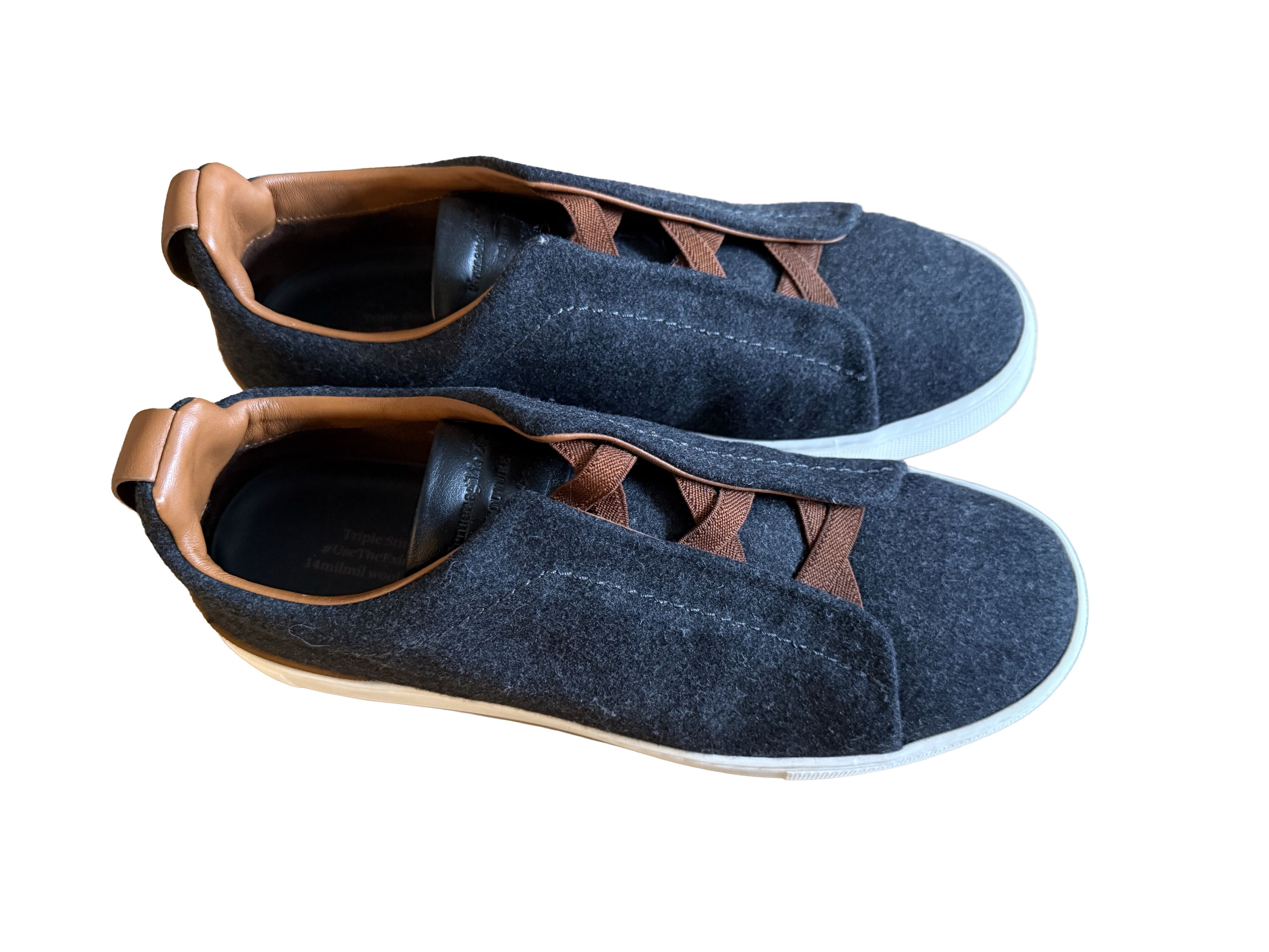 Ermenegildo Zegna Zegna Triple Stitch Gray Wool Leather sneaker Size US 9 / EU 42 - 1 Thumbnail