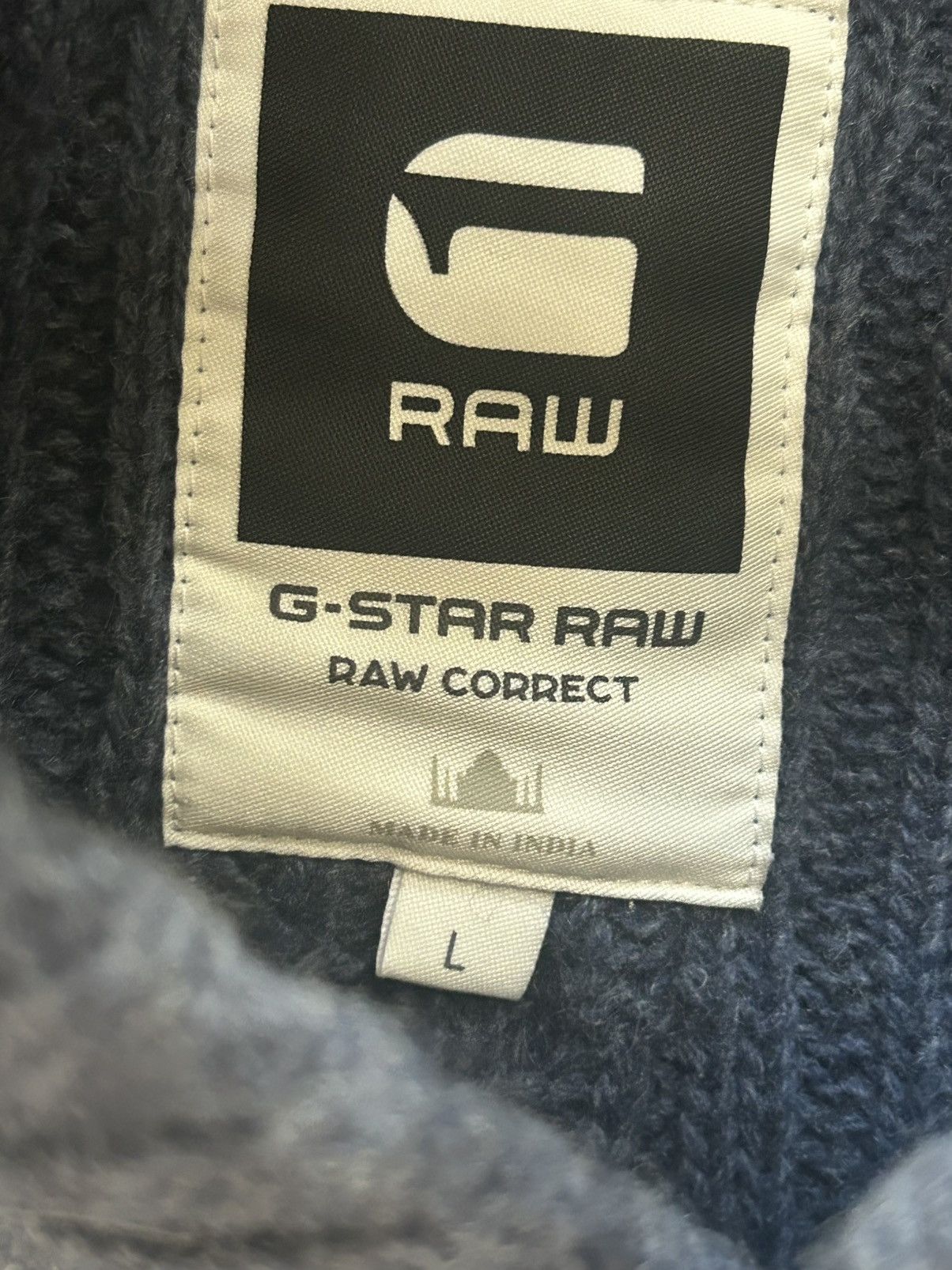 G-Star G star raw denim shawl collar neck knit sweater Size US L / EU 52-54 / 3 - 8 Thumbnail