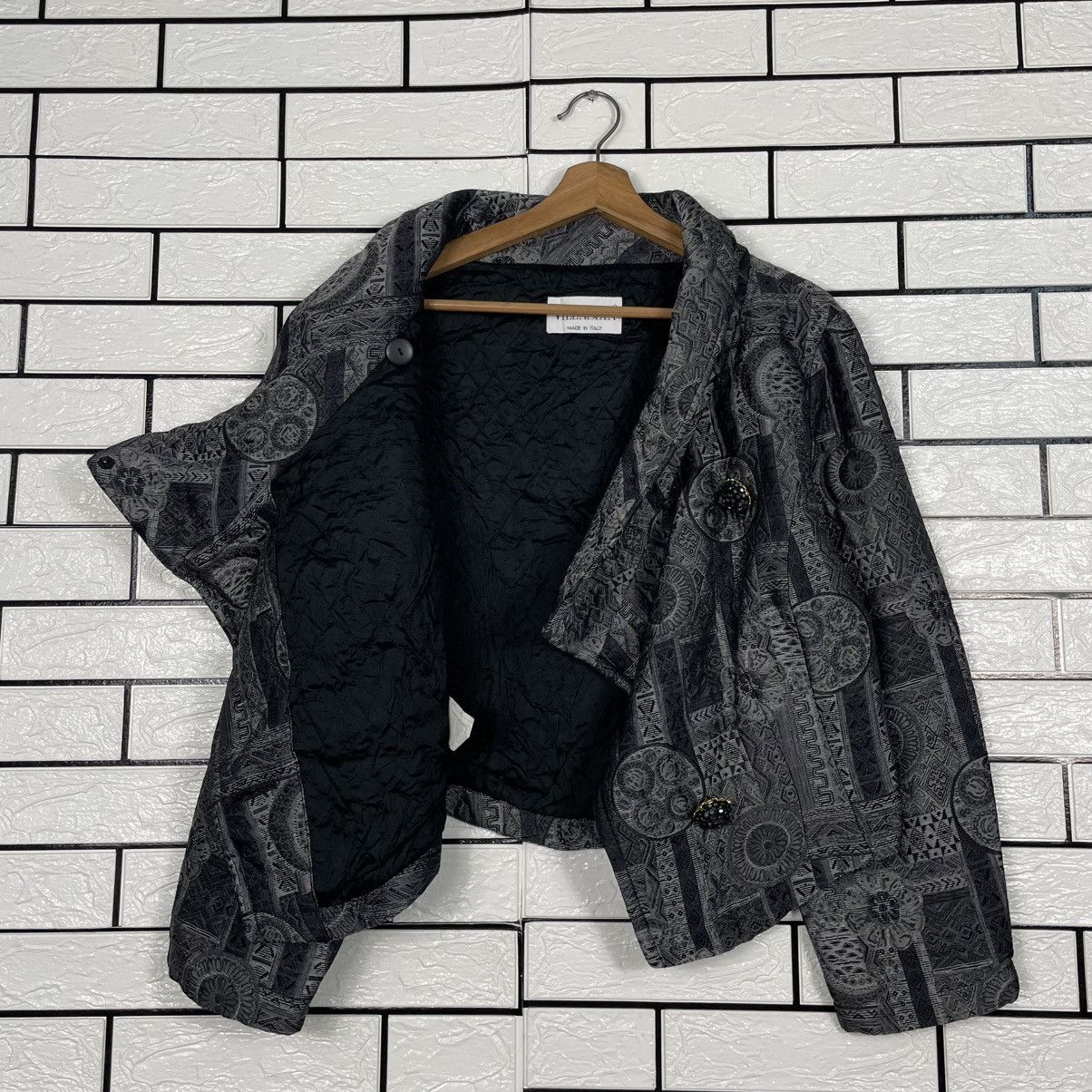 Other Made In Italy Villa Seta Abstract Design Crop Jacket Size M / US 6-8 / IT 42-44 - 9 Thumbnail