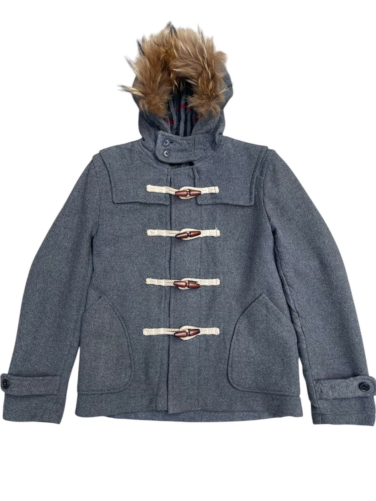 Boycott Boycott Wool Toggle Duffle Coat with Faux Fur Hood Size US S / EU 44-46 / 1 - 1 Thumbnail