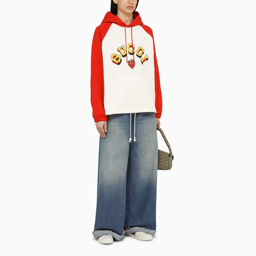 Gucci o1d2blof0824 Sweatshirt With Cotton Logo in Red & White Size XXS / US 00 / IT 34 - 2 Thumbnail