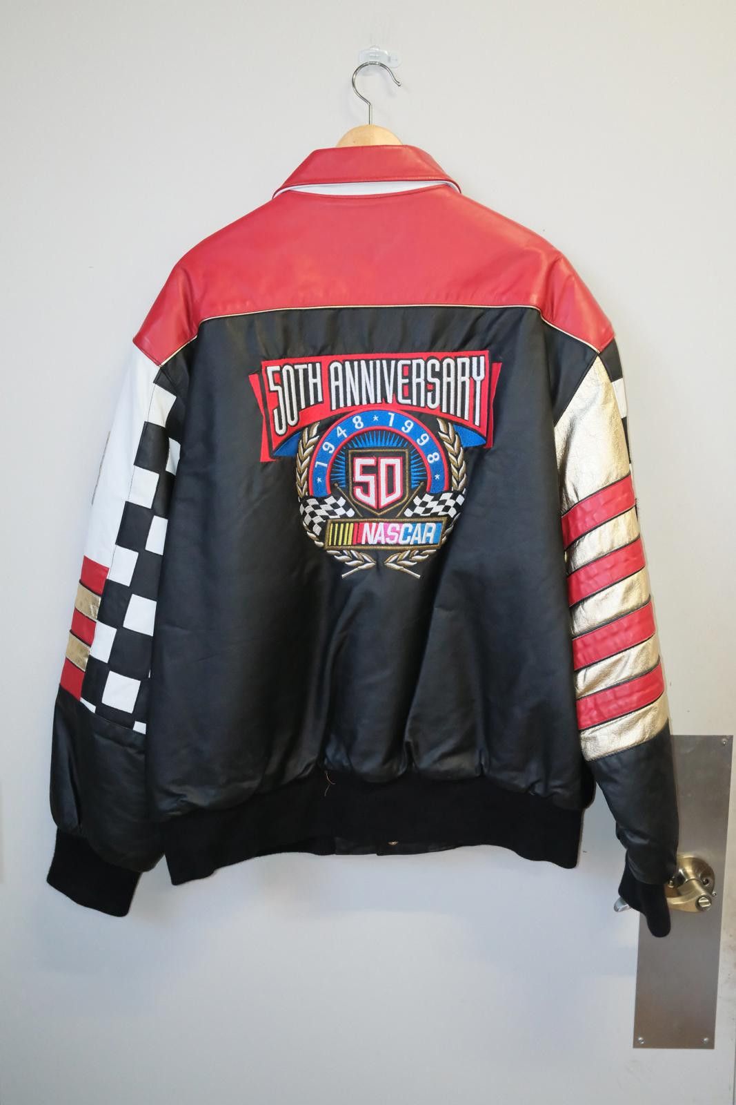 Chase Authentics 90s Chase Authentic 50th Anniversary Nascar Leather Jacket Size L / US 10 / IT 46 - 2 Thumbnail