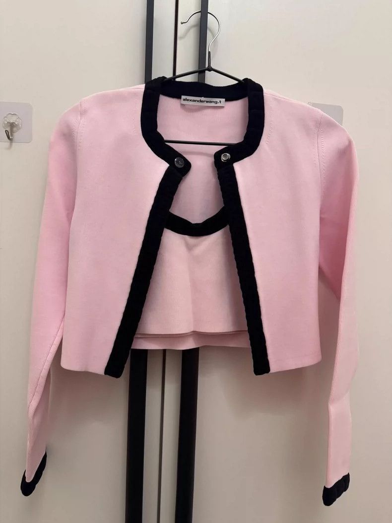Alexander Wang Alexander Wang Logo Crop Cardigan & Camisole- Size XS / US 0-2 / IT 36-38 - 1 Thumbnail