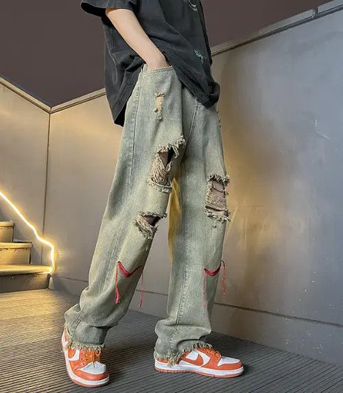 VIBE High street hip hop fake ripped coated baggy jeans Size US 34 / EU 50 - 4 Thumbnail