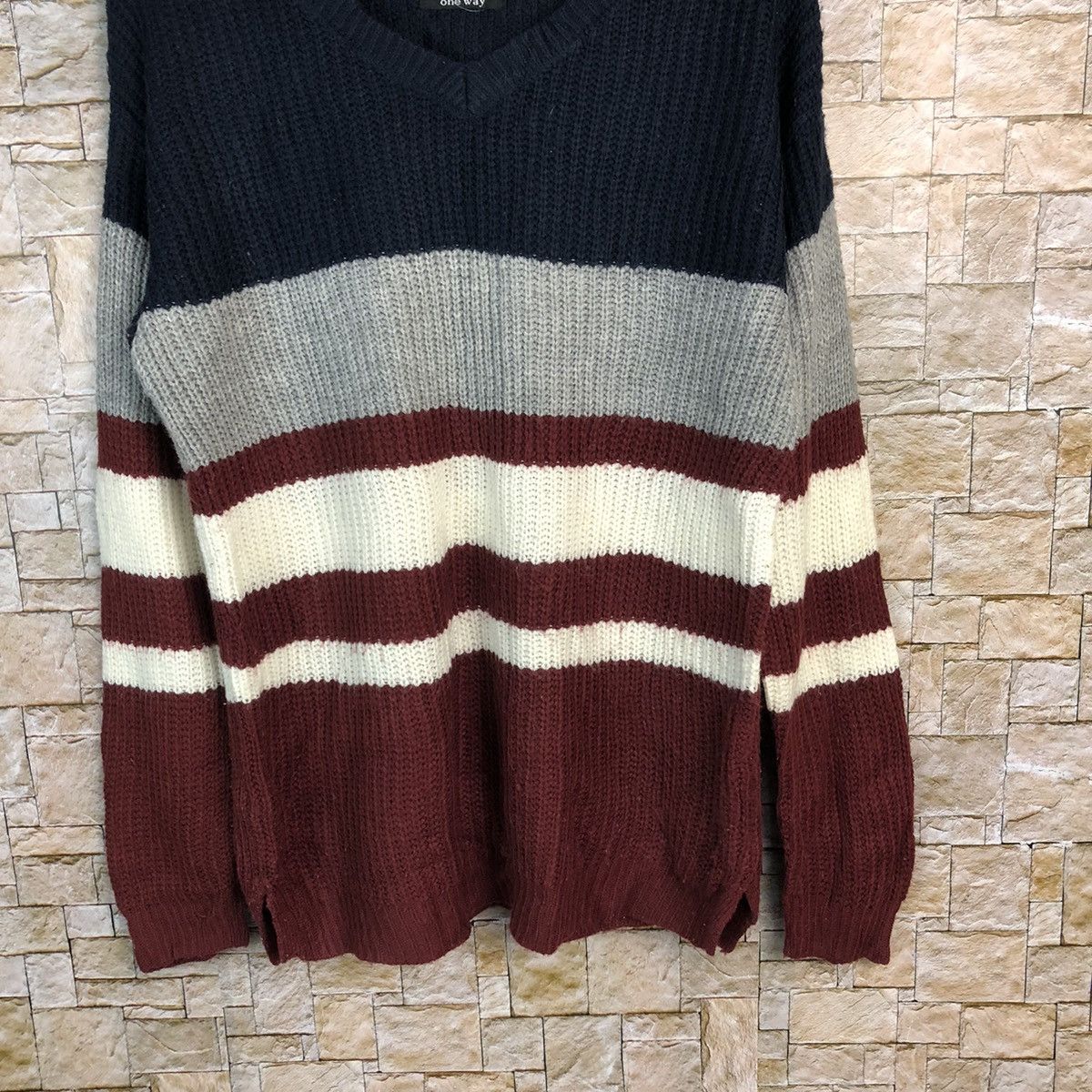 Homespun Knitwear One Way Stripe Dark Blue Knitwear #A394 Size M / US 6-8 / IT 42-44 - 3 Thumbnail