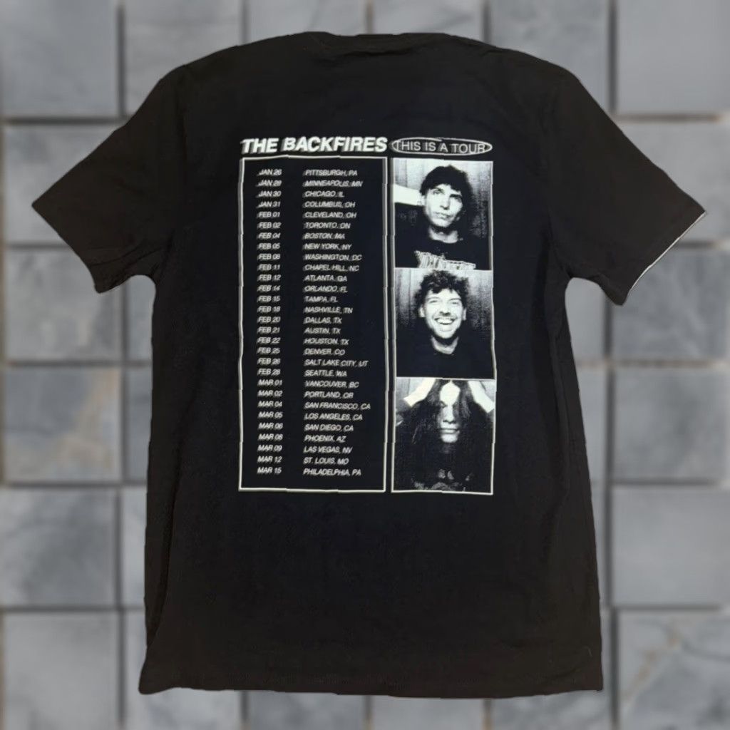 Vintage The Backfires T-Shirt “This Is A Tour” Black Medium Mens Band Graphic Print Short Sleeve Crew Neck Cotton 19x28 Indie Rock Size US M / EU 48-50 / 2 - 1 Thumbnail