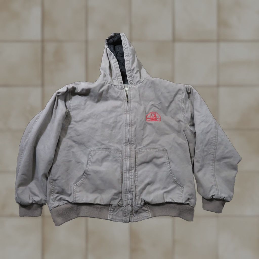 Vintage Destinations Workwear Jacket Mens 2XL Gray Canvas Cotton Hooded Bomber Jacket Size US XXL / EU 58 / 5 - 1 Thumbnail