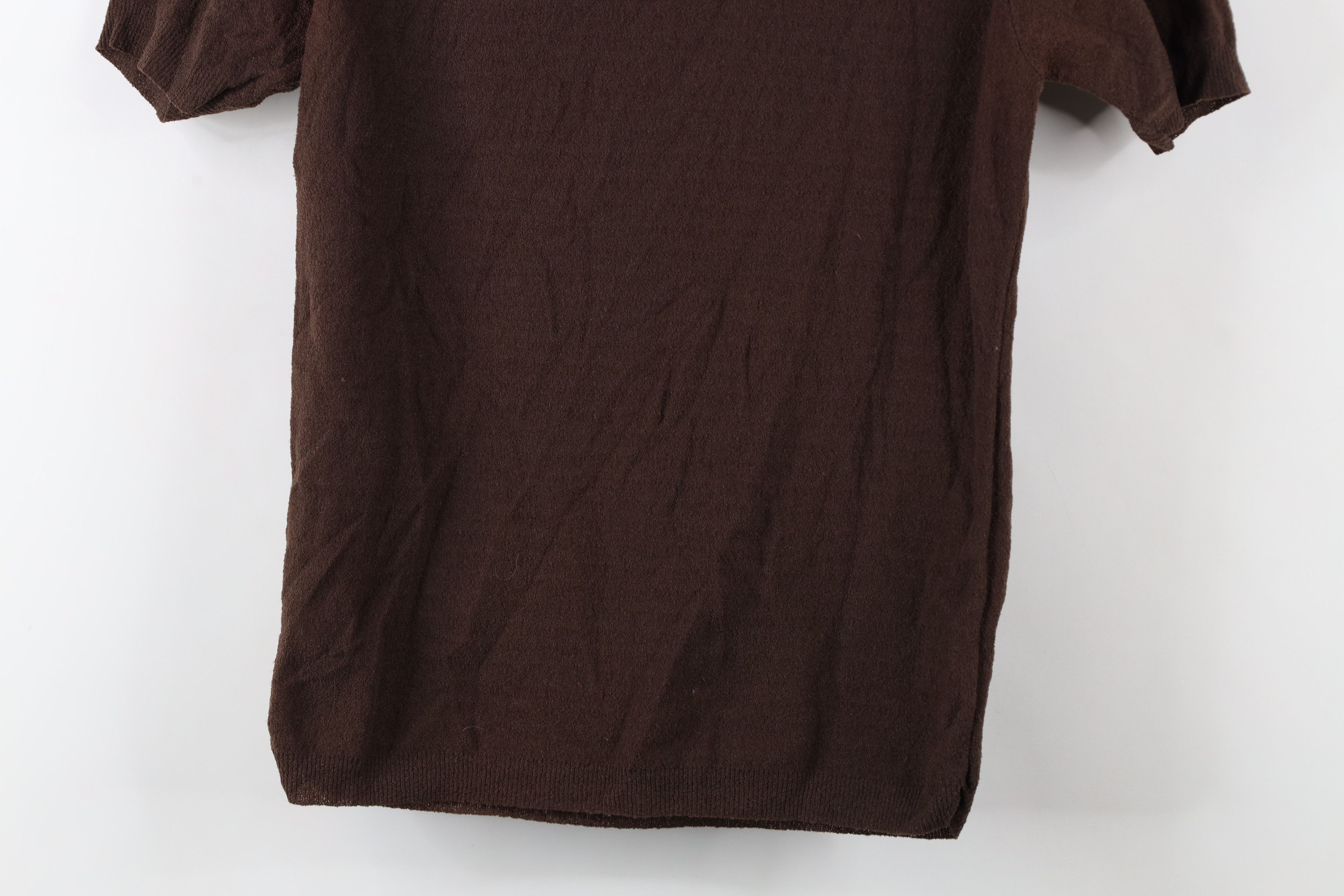 Vintage Vintage 60s 70s Streetwear Knit Back Zip T-Shirt Brown USA Size XS / US 0-2 / IT 36-38 - 3 Thumbnail
