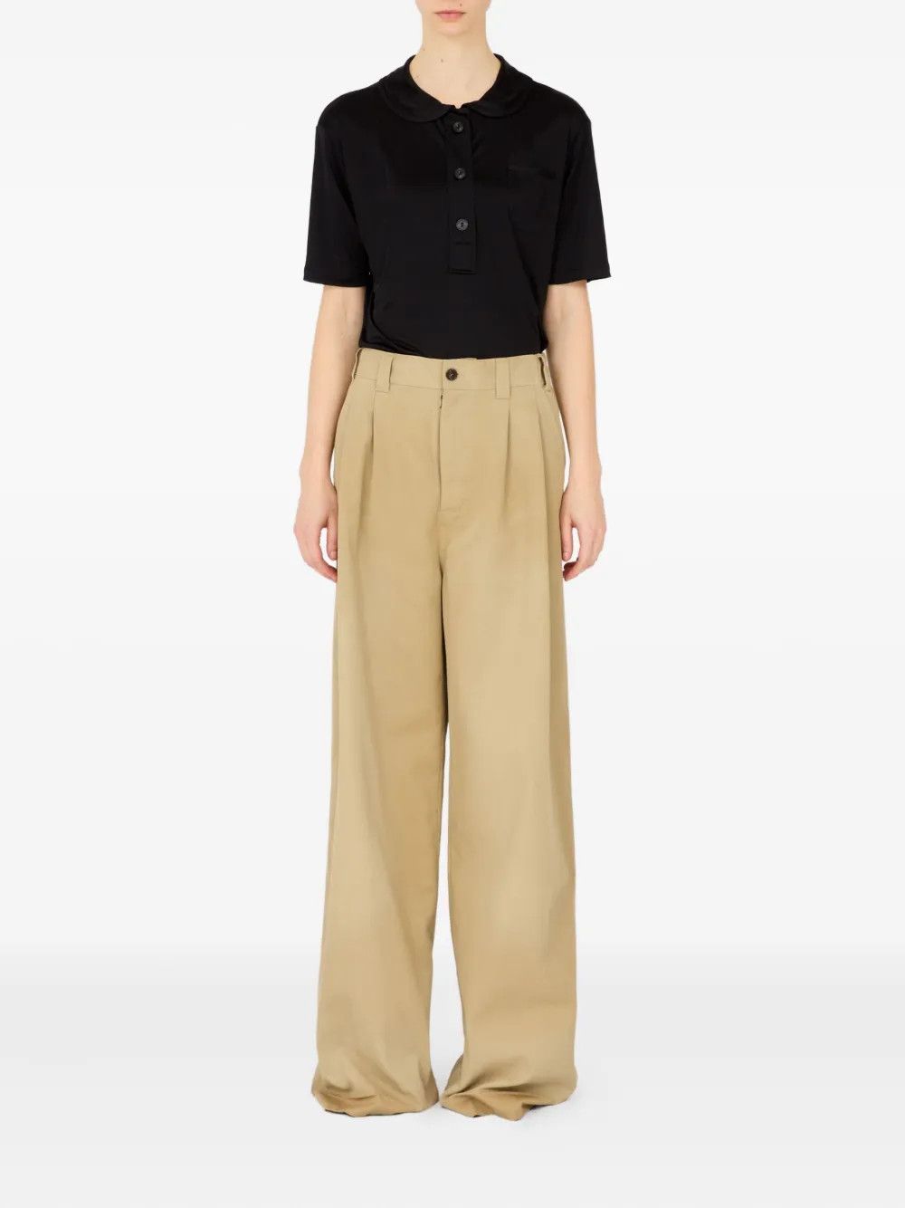 Maison Margiela o1w1db10526 Wide-leg Tailored Pant in Beige Size 27" / US 4 / IT 40 - 2 Thumbnail