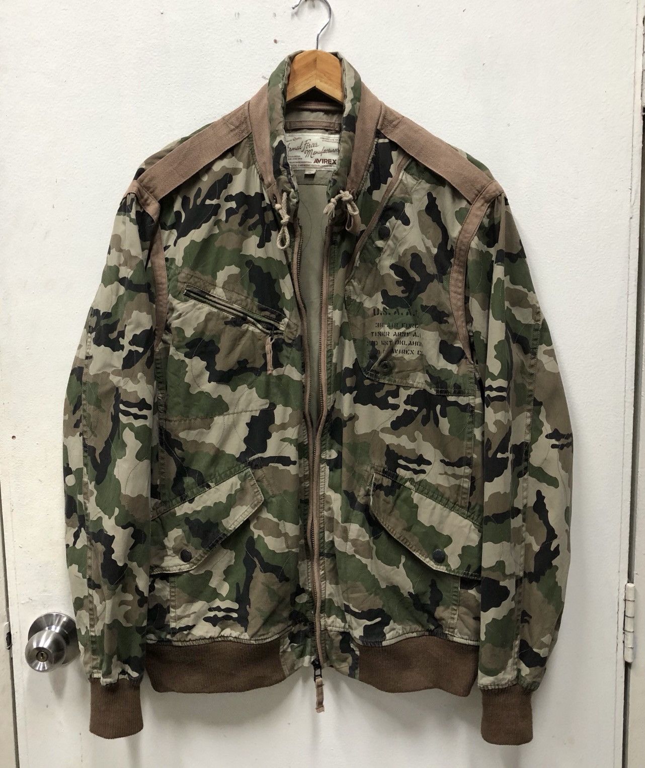 Vintage Avirex Armed Forces Army Camo Military Bomber Jacket