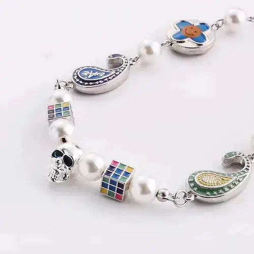Jewelry Cross Wild Round Bead Skull Necklace Size ONE SIZE - 2 Thumbnail