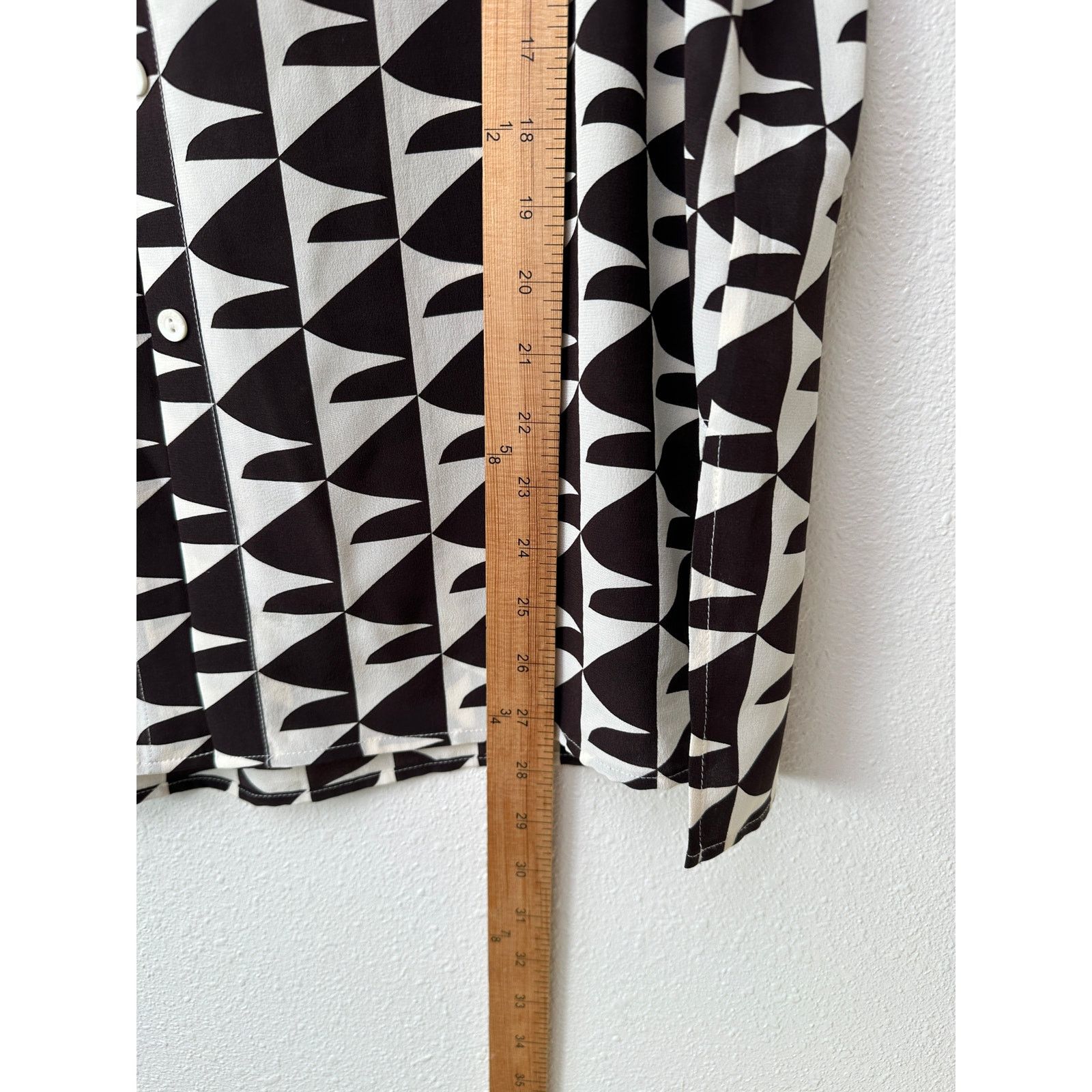 Matteau Matteau Cream Brown Geometric Silk Button Front Shirt US 10 Size L / US 10 / IT 46 - 12 Thumbnail