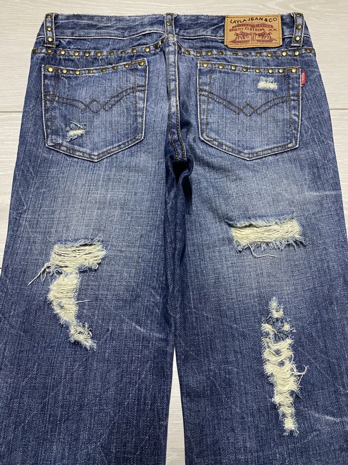 Tornado Mart Woman Layla Jean & Co Studded Y2K Flare Denim Size US 27 - 4 Thumbnail