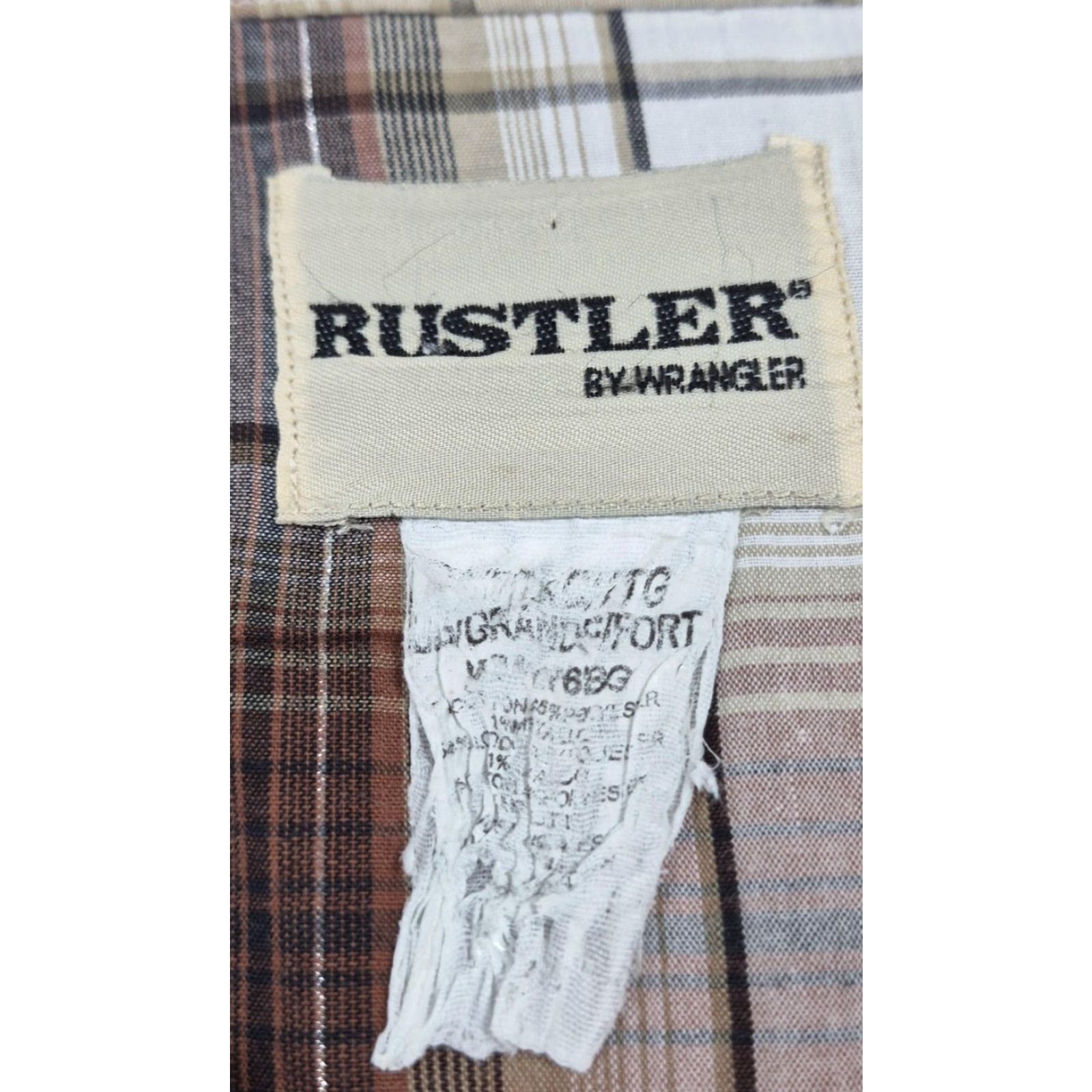 Vintage VTG Rustler Pearl Snap Shirt Mens 2XL Brown Plaid Short Sleeve Western Cowboy Shirt Size US XXL / EU 58 / 5 - 5 Thumbnail