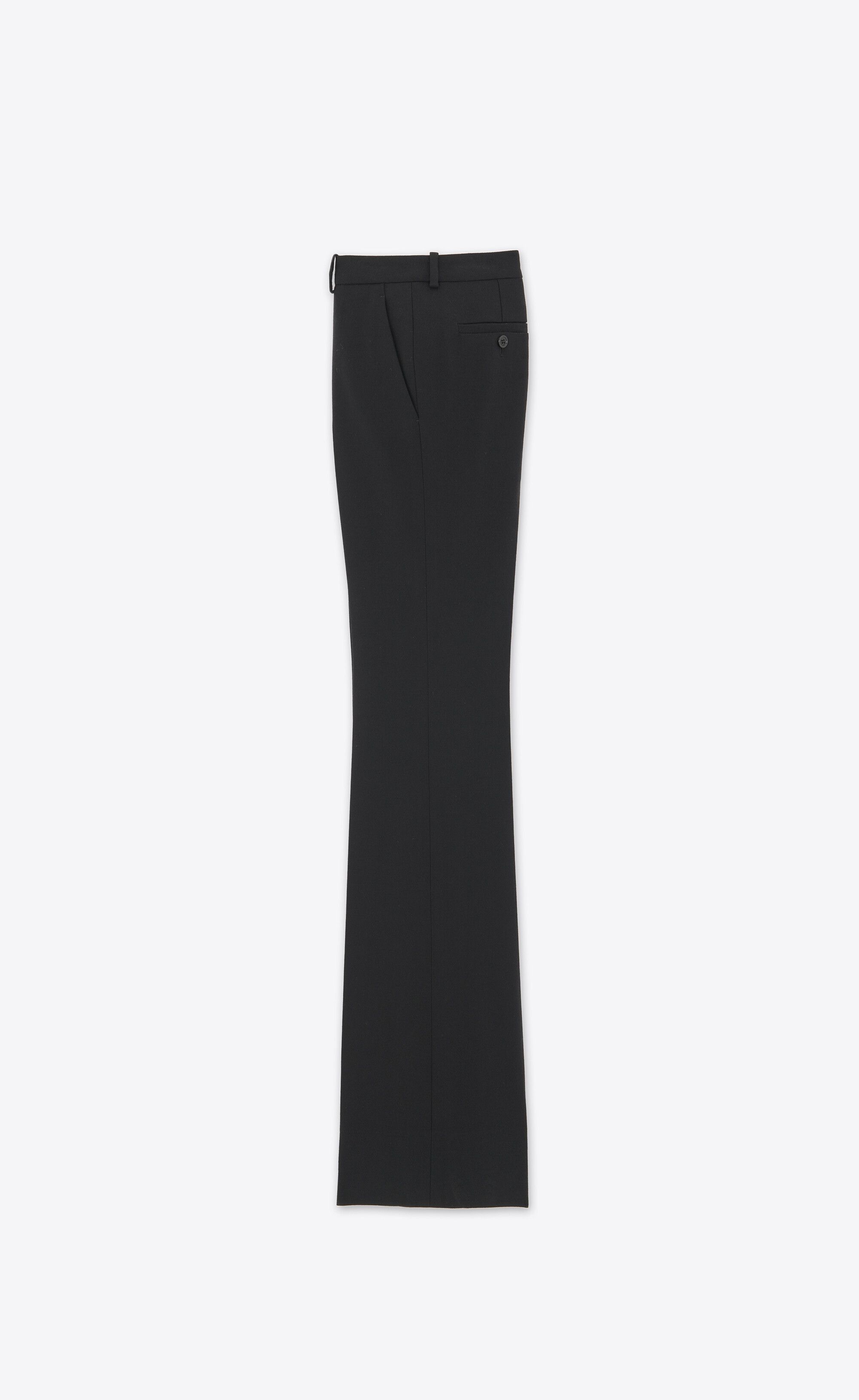 Saint Laurent Paris o1s1wg110225 739692 Flared Pants in Wool Gabardin in Black Size 25" / US 0 / IT 36 - 2 Thumbnail
