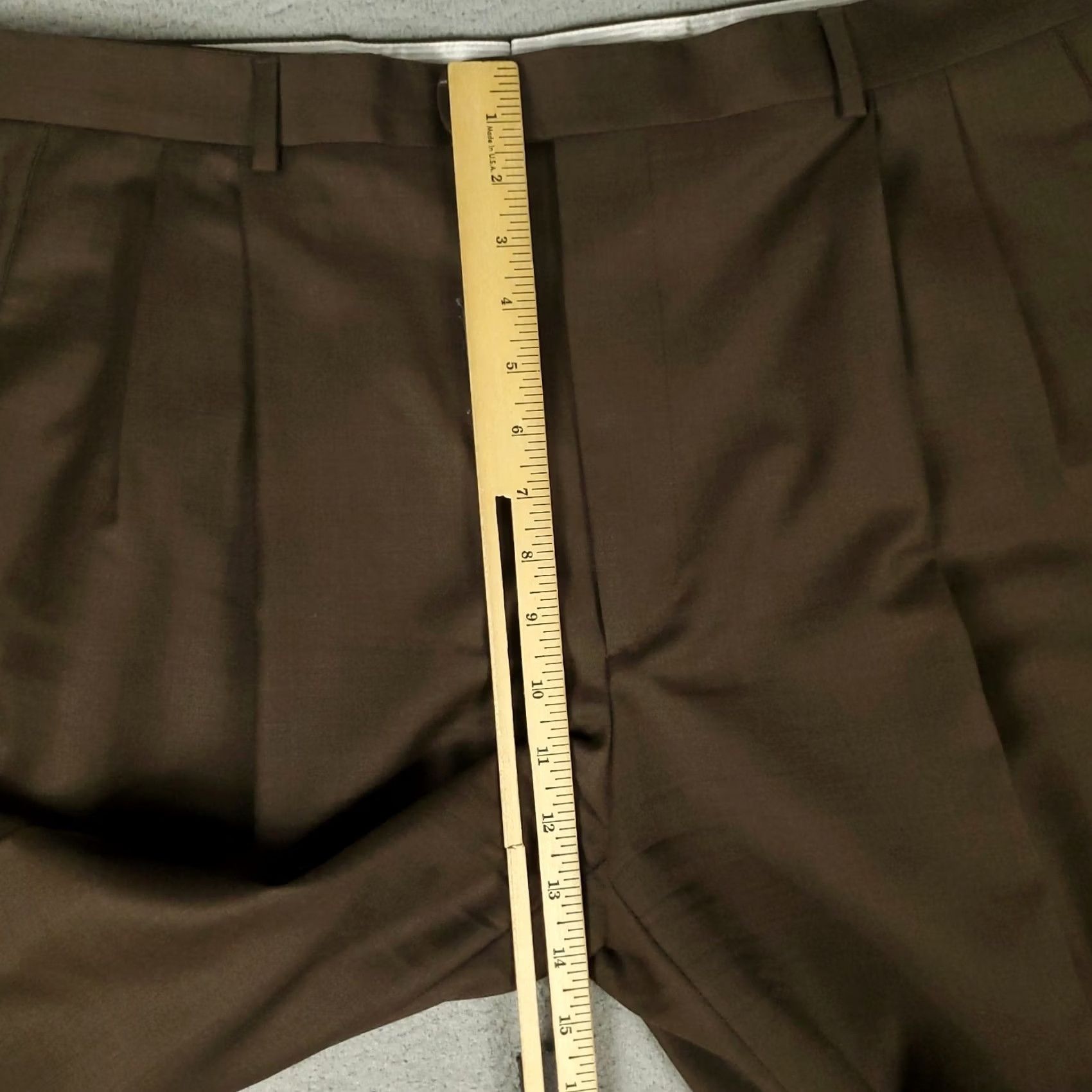 Zanella Zanella Pants Mens 40x30 Brown Bennett Wool Slacks Pleated Trousers Chino Dress Pants Regular Wool Front Pleated Long URL: not applicable Size US 40 / EU 56 - 4 Thumbnail