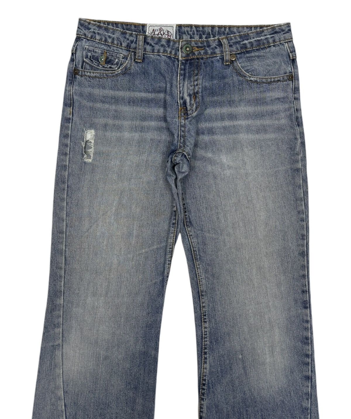 If Six Was Nine FLARE💥90s Flare Twist Denim America & First Distress Jeans Size US 33 - 5 Thumbnail