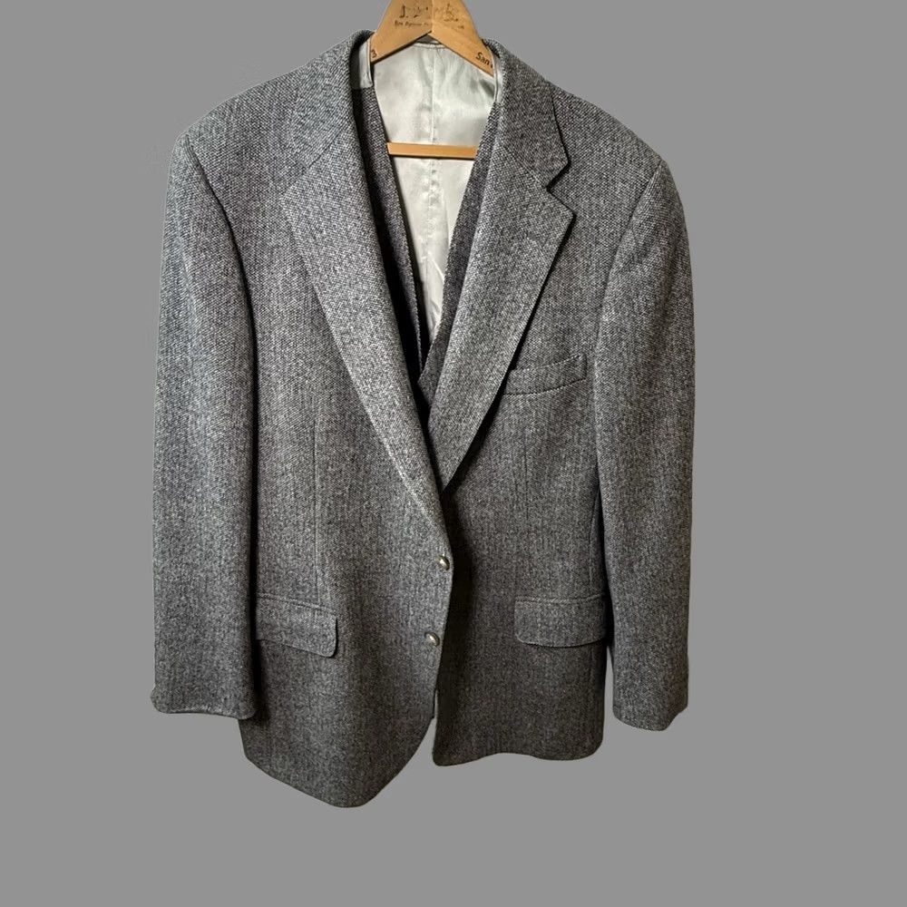 Vintage Chaps Ralph Lauren Blazer Mens 46 Gray Wool Tweed Usa Union Made Vest, Men's (Size 46r)