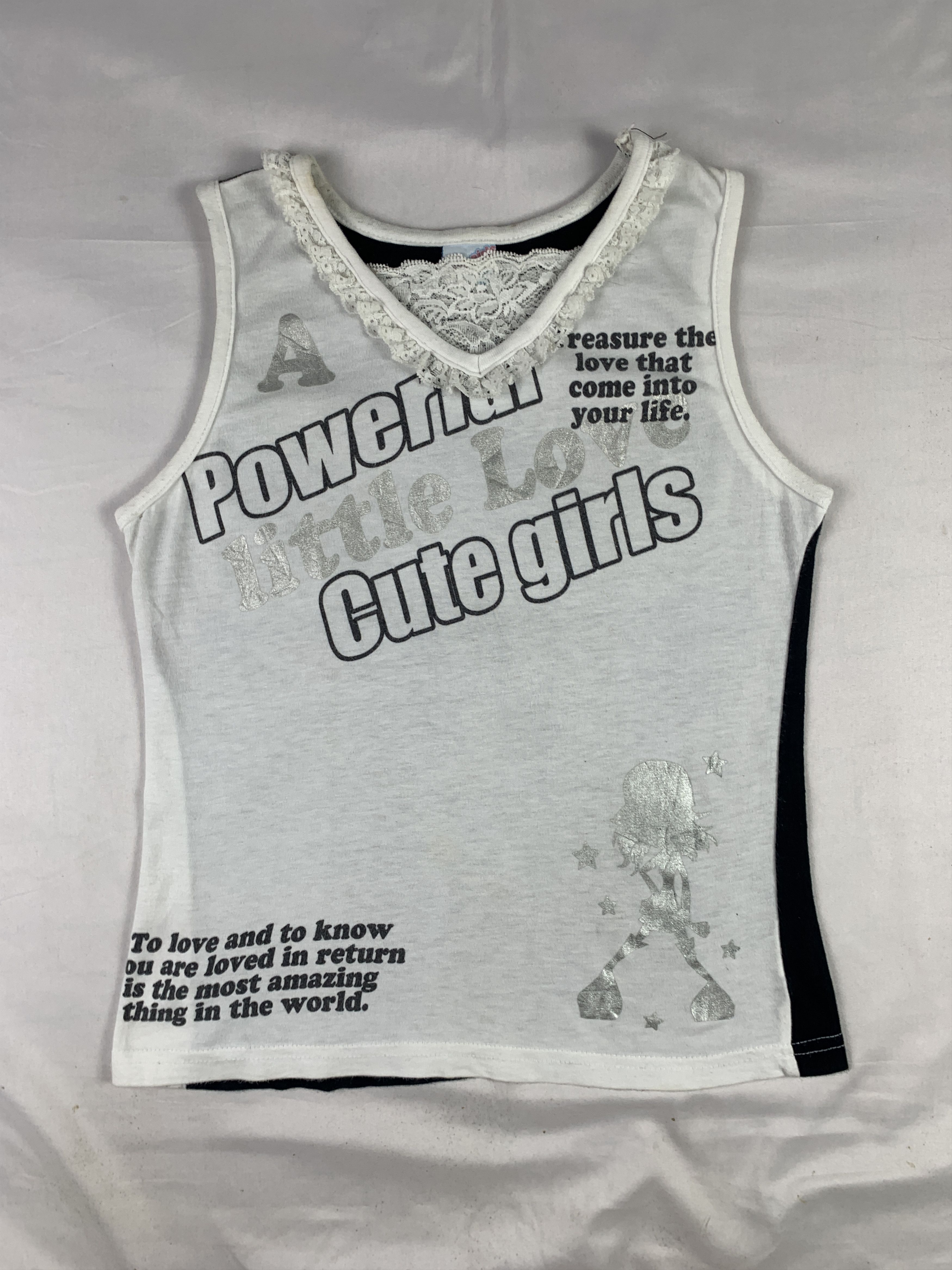 Japanese Brand Cute Girls Trim Poem Sleveeless Baby Tee (S) Size S / US 4 / IT 40 - 1 Thumbnail