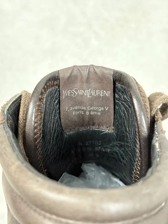 Yves Saint Laurent FW2002 Yves Saint Laurent Brown Leather High Sneakers Size US 8 / EU 41 - 8 Thumbnail