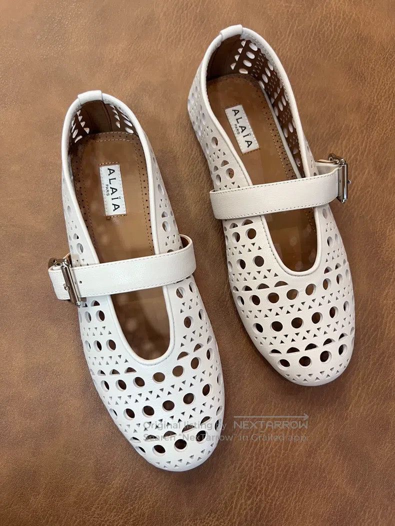 Alaia Alaia White Cutout Ballet Flats Size US 6.5 / IT 36.5 - 1 Thumbnail