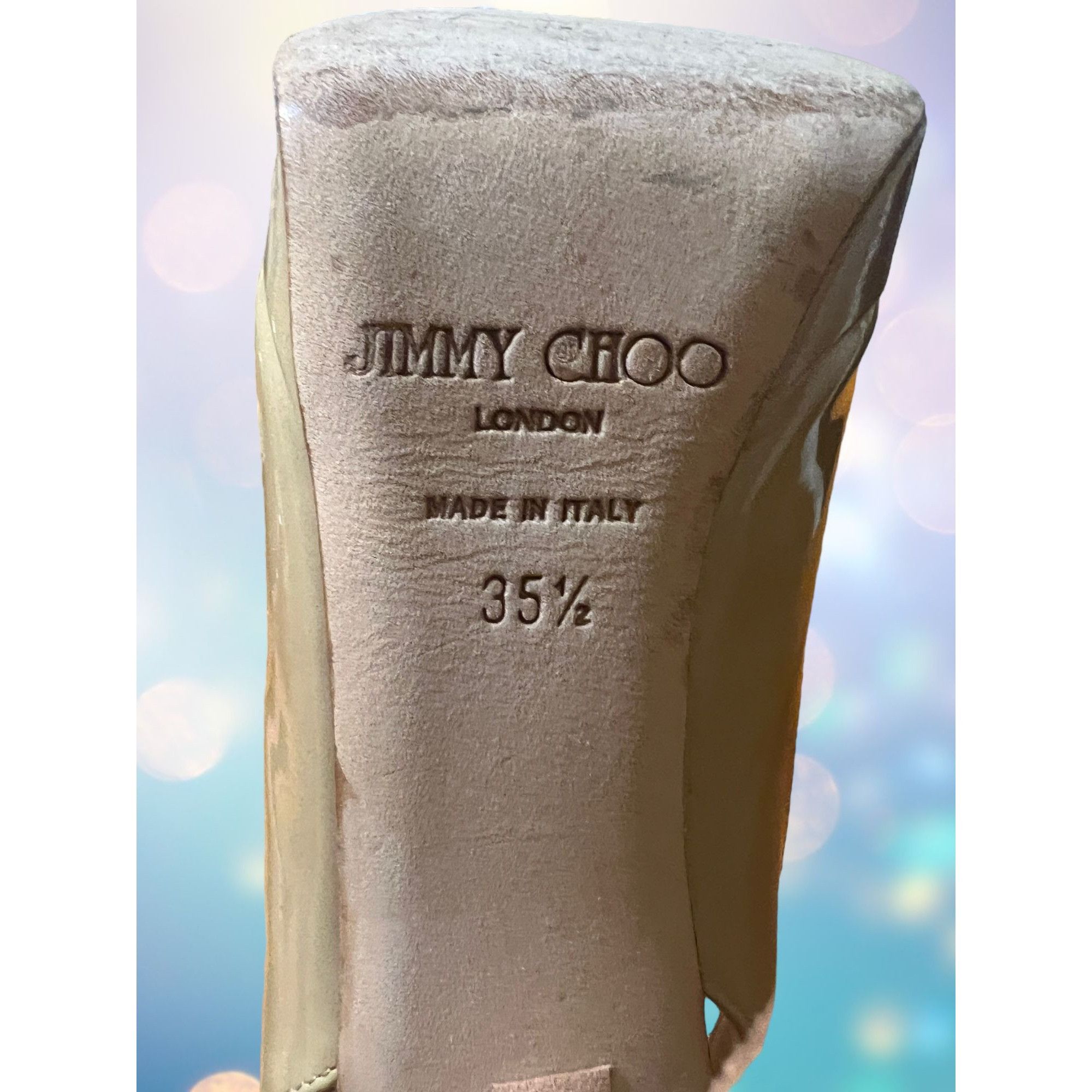 Jimmy Choo Jimmy Choo Patent Leather Shoes Nude Heels Peep Toe Platform Size US 5.5 / IT 35.5 - 9 Thumbnail