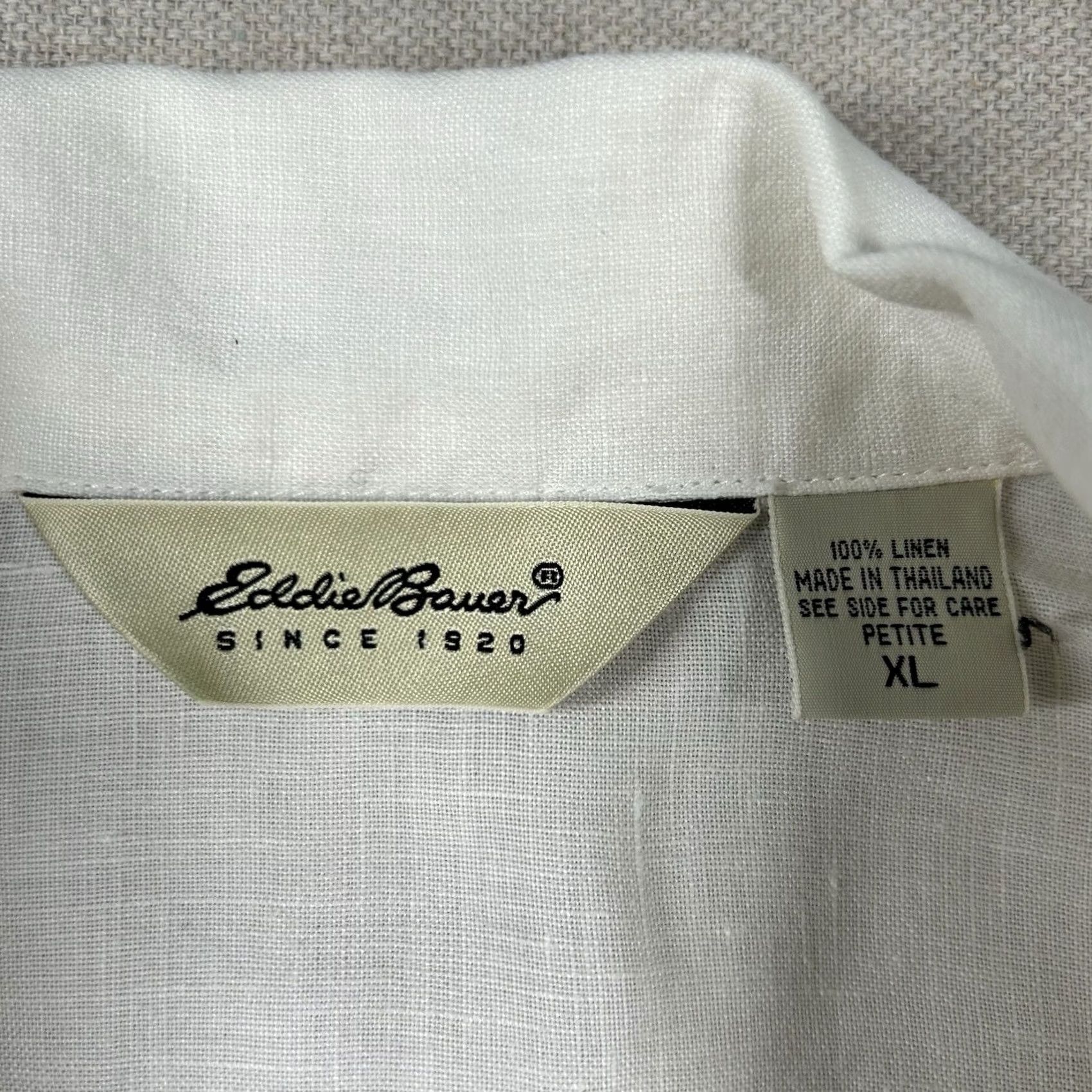 Eddie Bauer Eddie Bauer Shirt Womens XL Petite 100% Linen Button Up Solid White Beachy Baggy Shirt Womens XL Petite White Linen Button-Up Beachy Baggy Size XL / US 12-14 / IT 48-50 - 3 Thumbnail