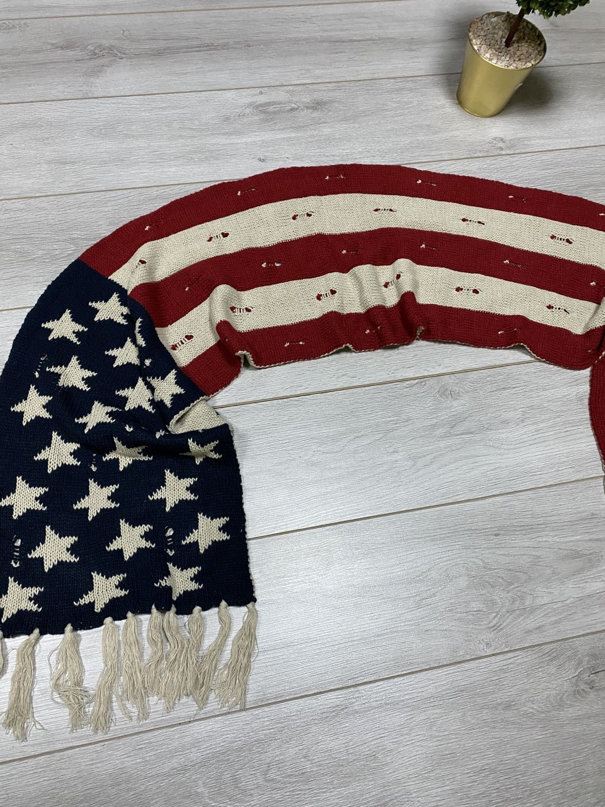 Vintage USA 🇺🇸 Flag heavy big knitted scarf Size ONE SIZE - 4 Thumbnail