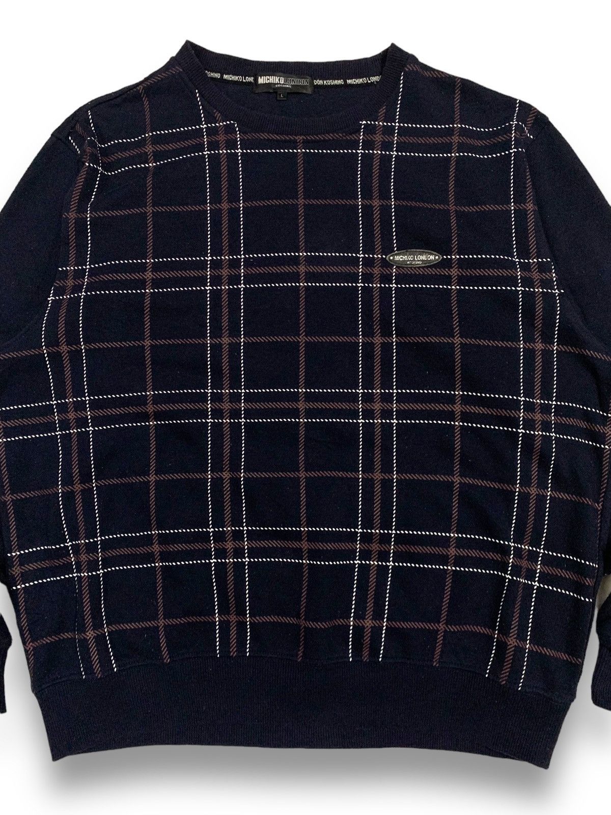 Michiko Koshino London Y2K Michiko Koshino London Dark Navy Plaid Tartan Sweatshirt Size US M / EU 48-50 / 2 - 3 Thumbnail
