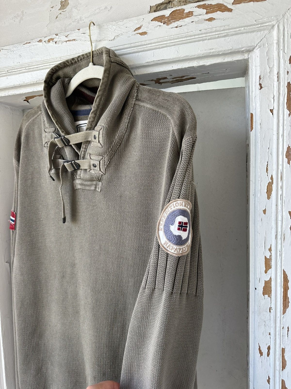 Napapijri × Vintage Vintage Napapijri Khaki Bondage Jumper Size US XL / EU 56 / 4 - 5 Thumbnail