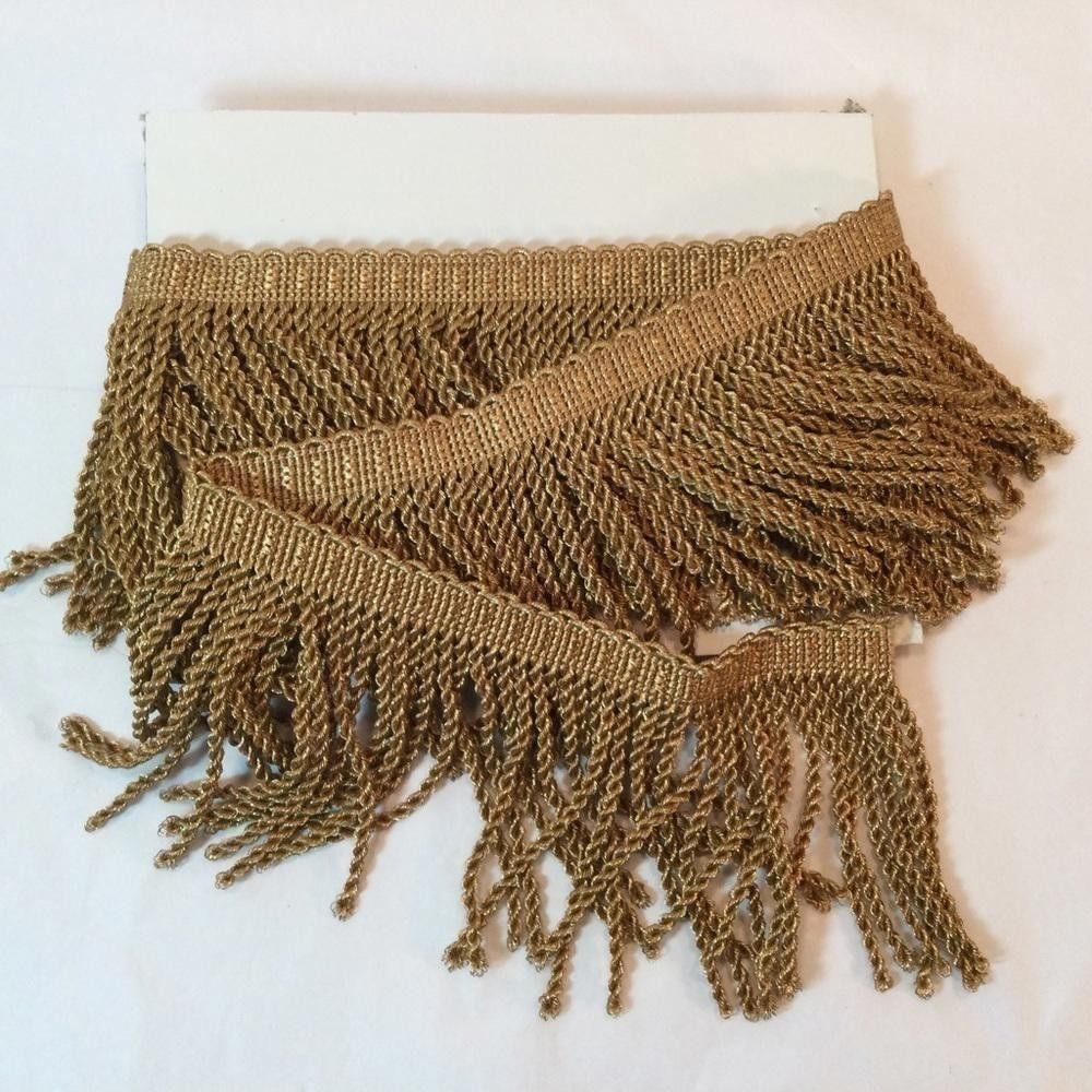 Designer Wide Gold Metallic Bullion Fringe - 2 Yards Size ONE SIZE - 5 Thumbnail