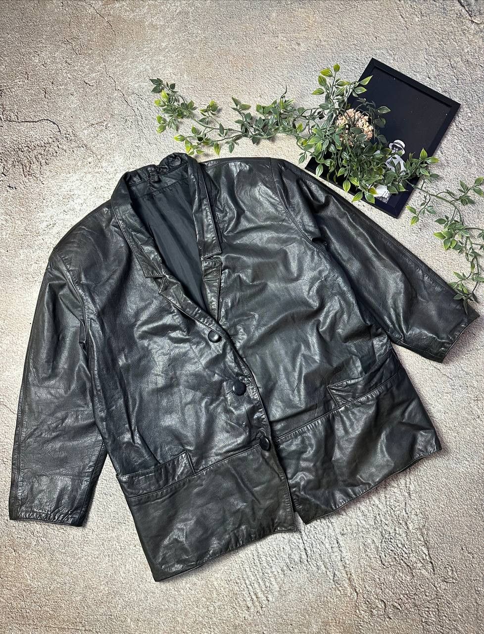 Vintage Vintage leather jacket boxy fit Size US XL / EU 56 / 4 - 1 Thumbnail