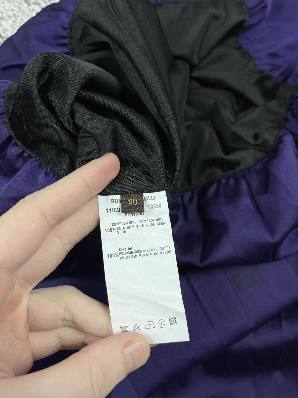 Roberto Cavalli Roberto Cavalli Purple Pleated Silk Top Crystal Collar Size S / US 4 / IT 40 - 13 Thumbnail