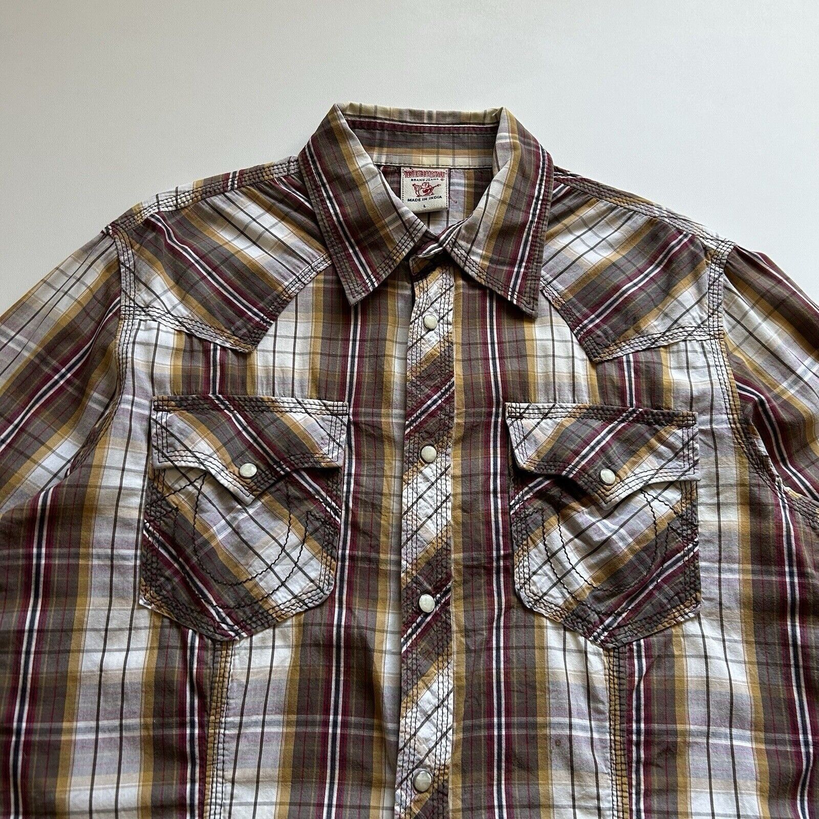 True Religion True Religion Long Sleeve Plaid Button Up Pearl Snap Shirt Size US L / EU 52-54 / 3 - 2 Thumbnail