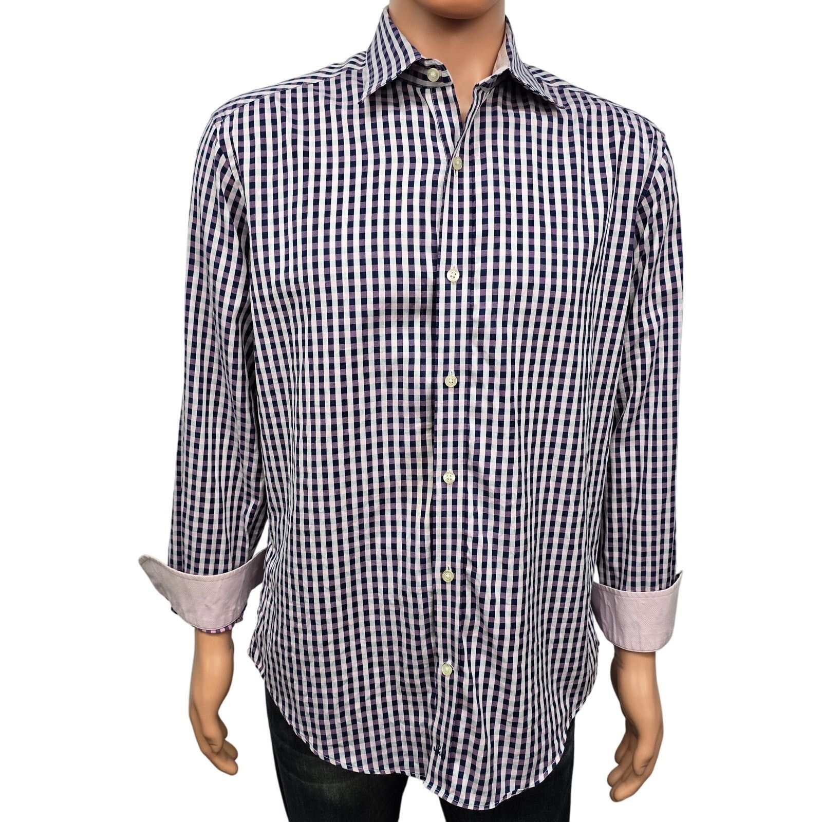 Johnston & Murphy JOHNSTON & MURPHY Dress Shirt Sz M Tailored fit Flip Cuff Size US M / EU 48-50 / 2 - 2 Thumbnail