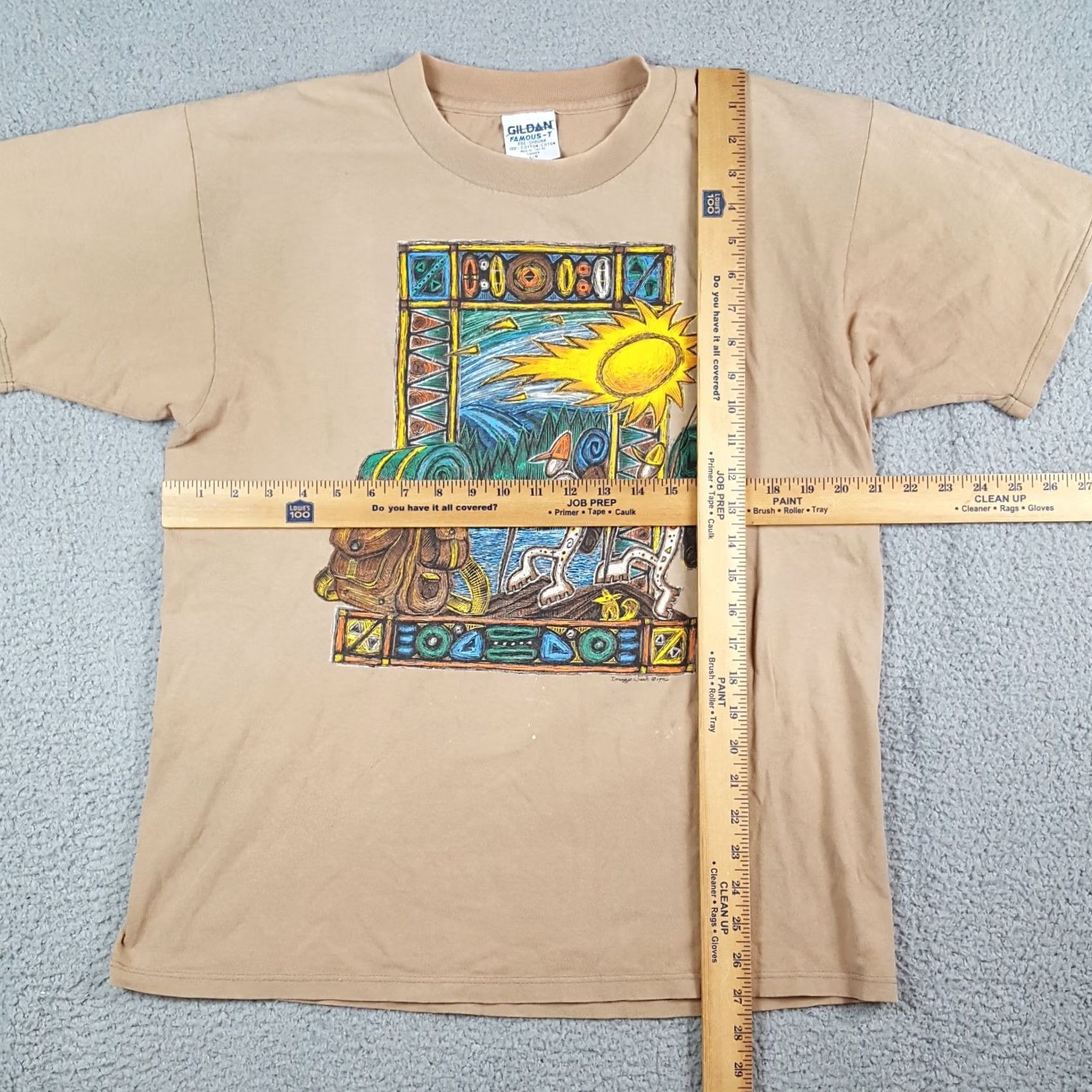 Gildan Vintage Gildan T-Shirt Men's 90s Outdoor Hiking Backpacking Art Size L Beige Cotton Short Sleeve Crew Neck Retro Camping Nature Size US L / EU 52-54 / 3 - 7 Thumbnail